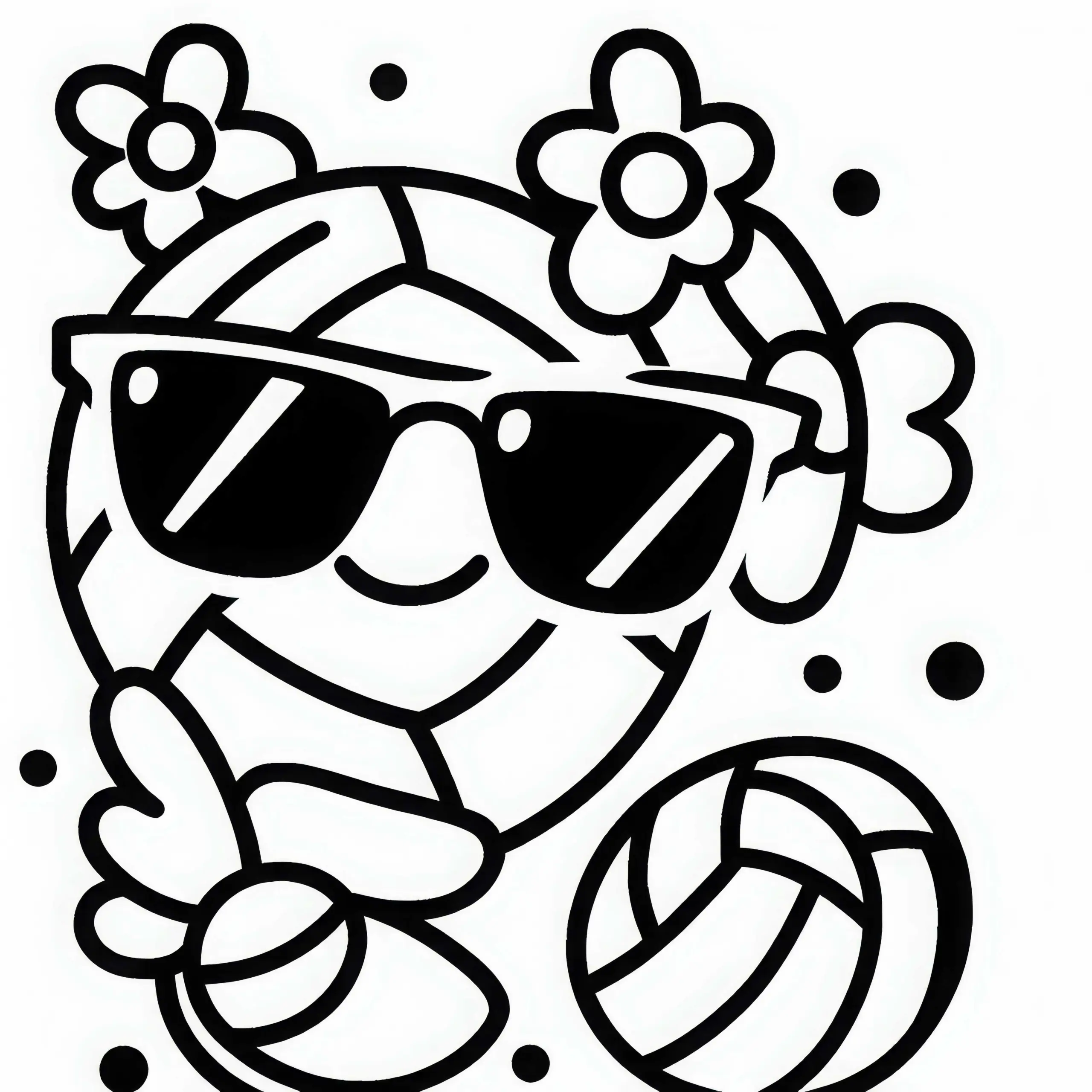 Ausmalbild einer Sonnenbrille zum Thema Beachvolleyball – Kostenloses Motiv zum Herunterladen