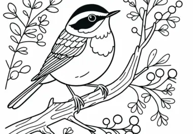 Sonnen-Drossel und siberian Rubythroat – Ausmalbild für deinen kreativen Spaß