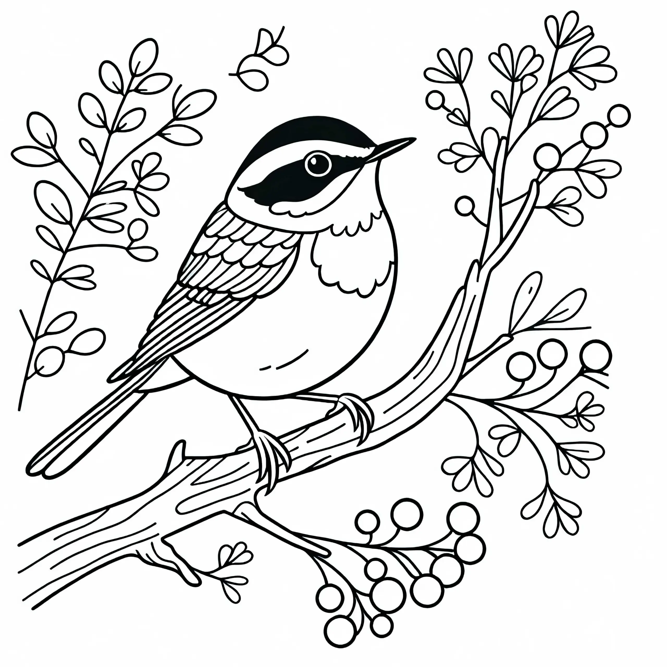 Sonnen-Drossel und siberian Rubythroat – Ausmalbild für deinen kreativen Spaß