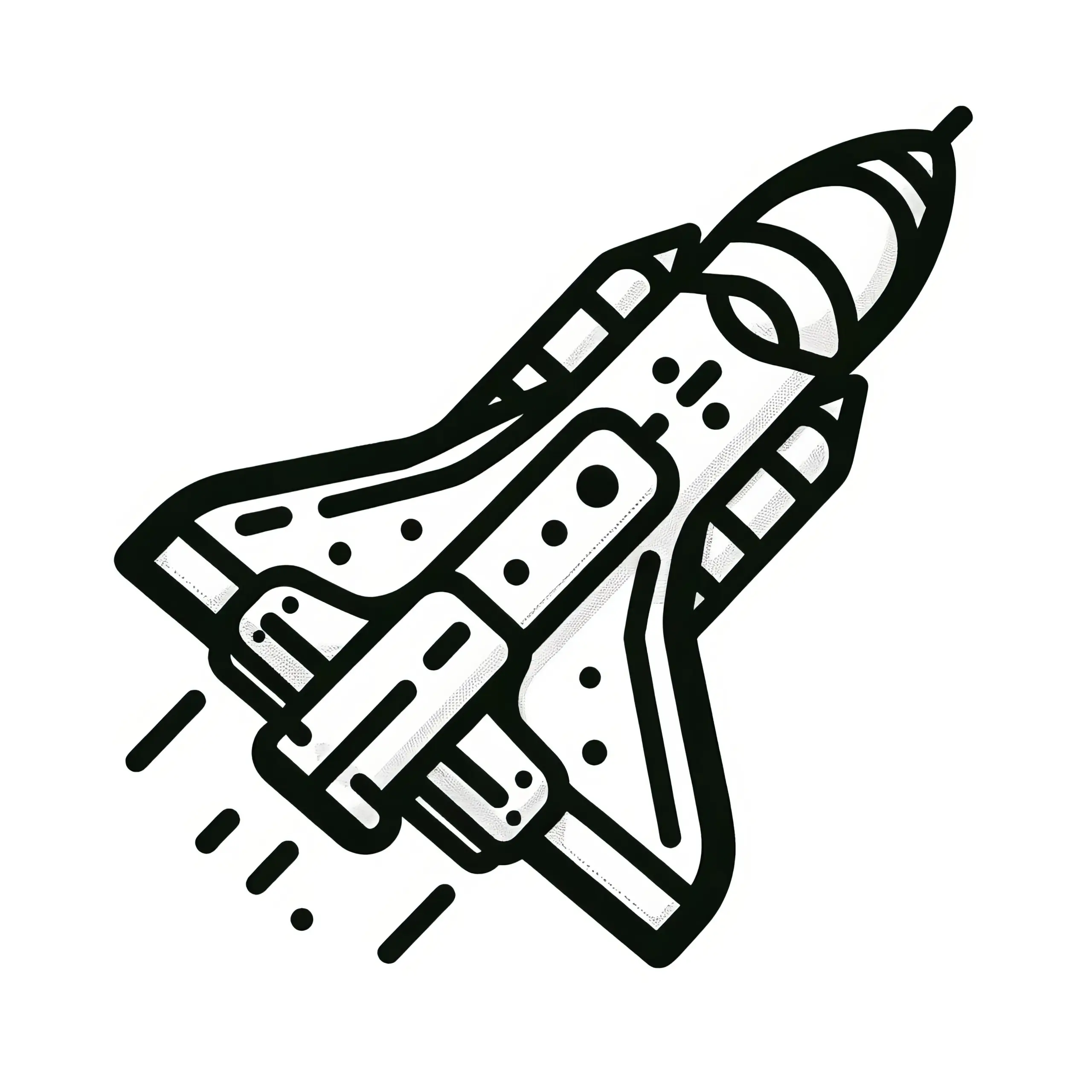 Space Shuttle: Einfache Malvorlage für Kinder (Gratis) (Ausmalbild)