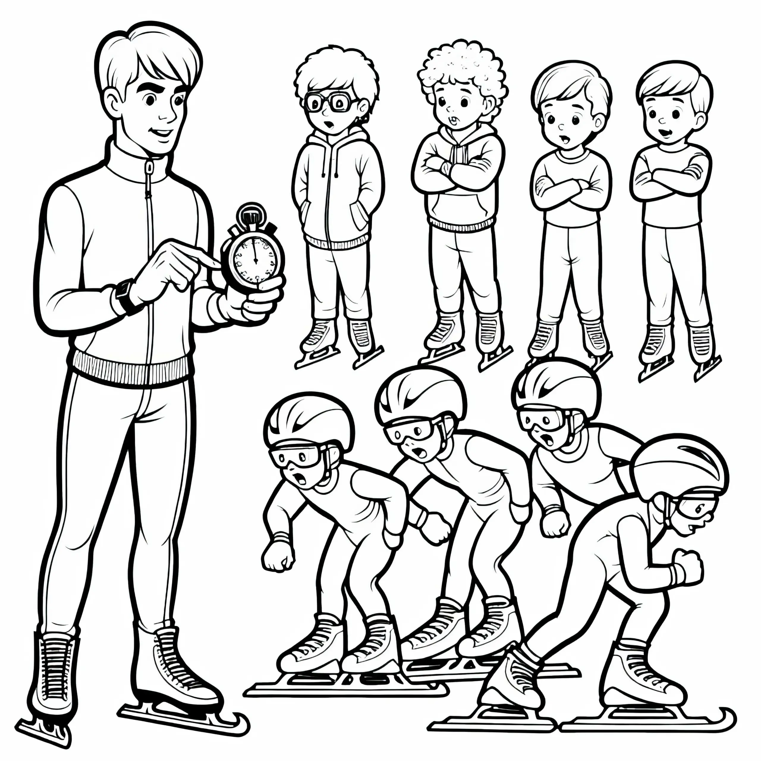 Speedskate Trainer Malvorlage kostenlos (Ausmalbild)