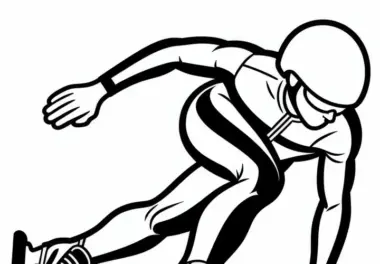 Speedskater gleitet mit hoher Geschwindigkeit – Ausmalbild gratis