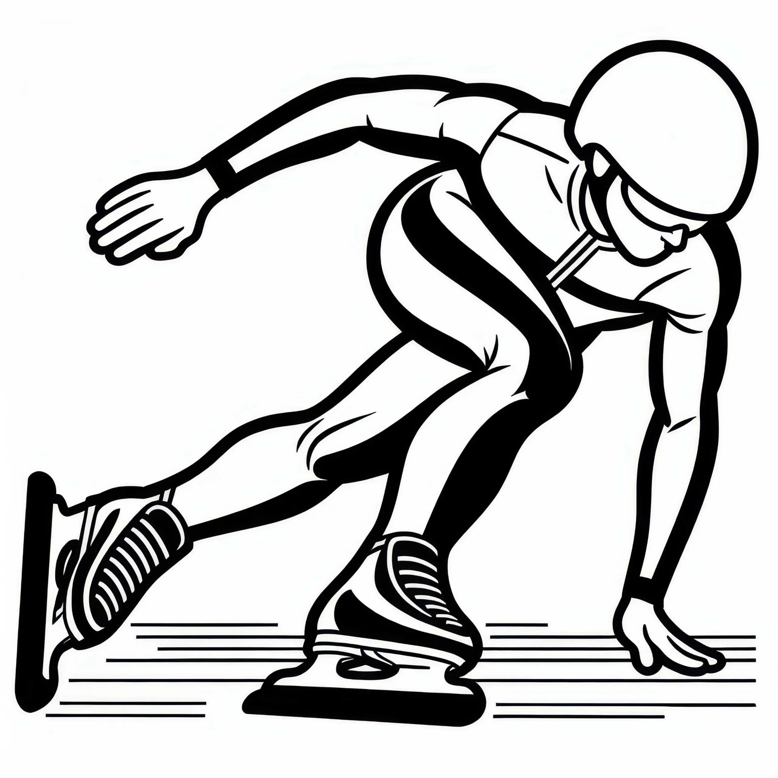 Speedskater gleitet mit hoher Geschwindigkeit – Ausmalbild gratis