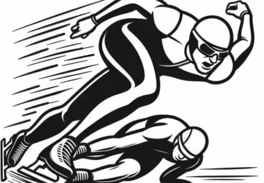 Speedskater überholt Konkurrenten – Malvorlage gratis