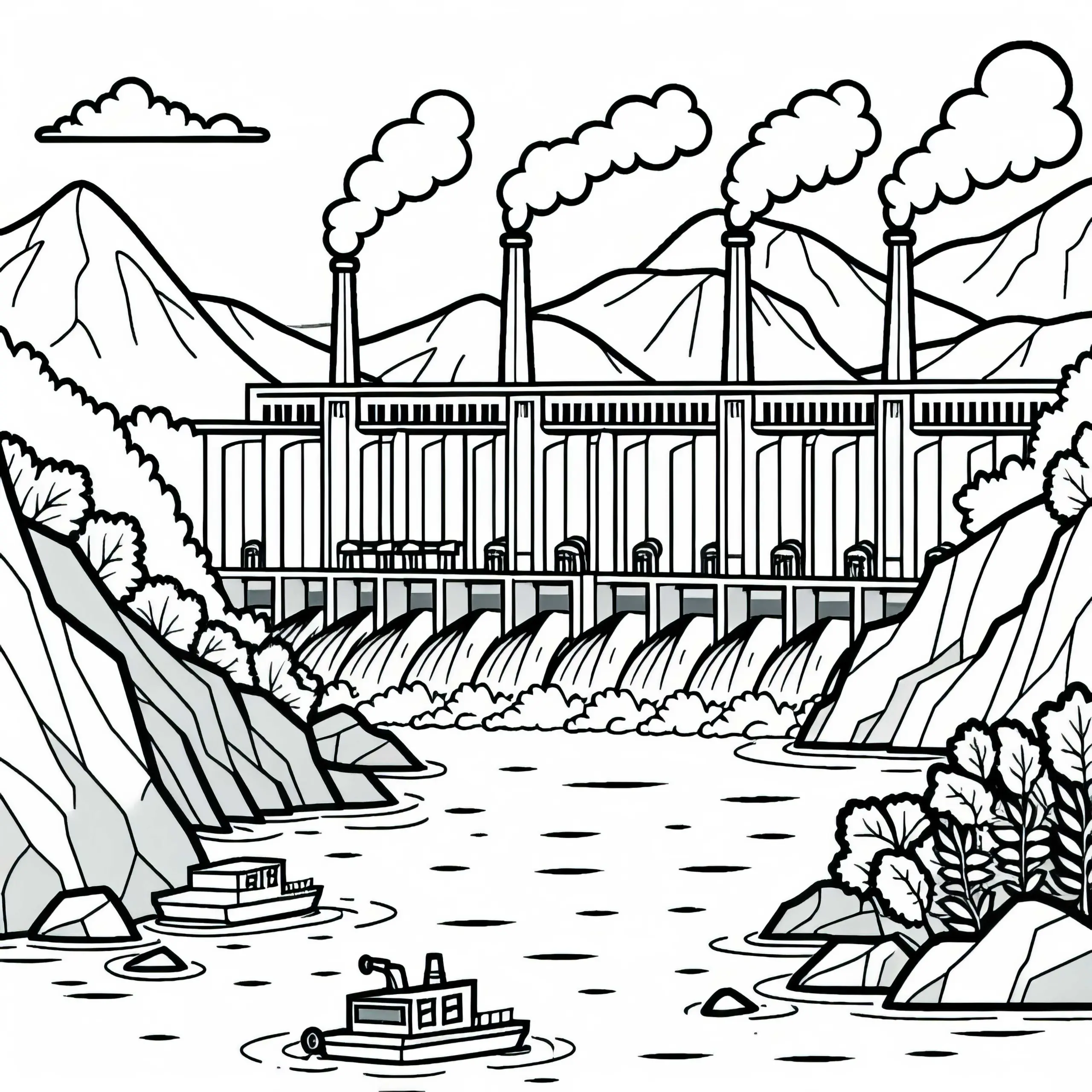 Speicherkraftwerk Ausmalbild Kostenlos zum Download