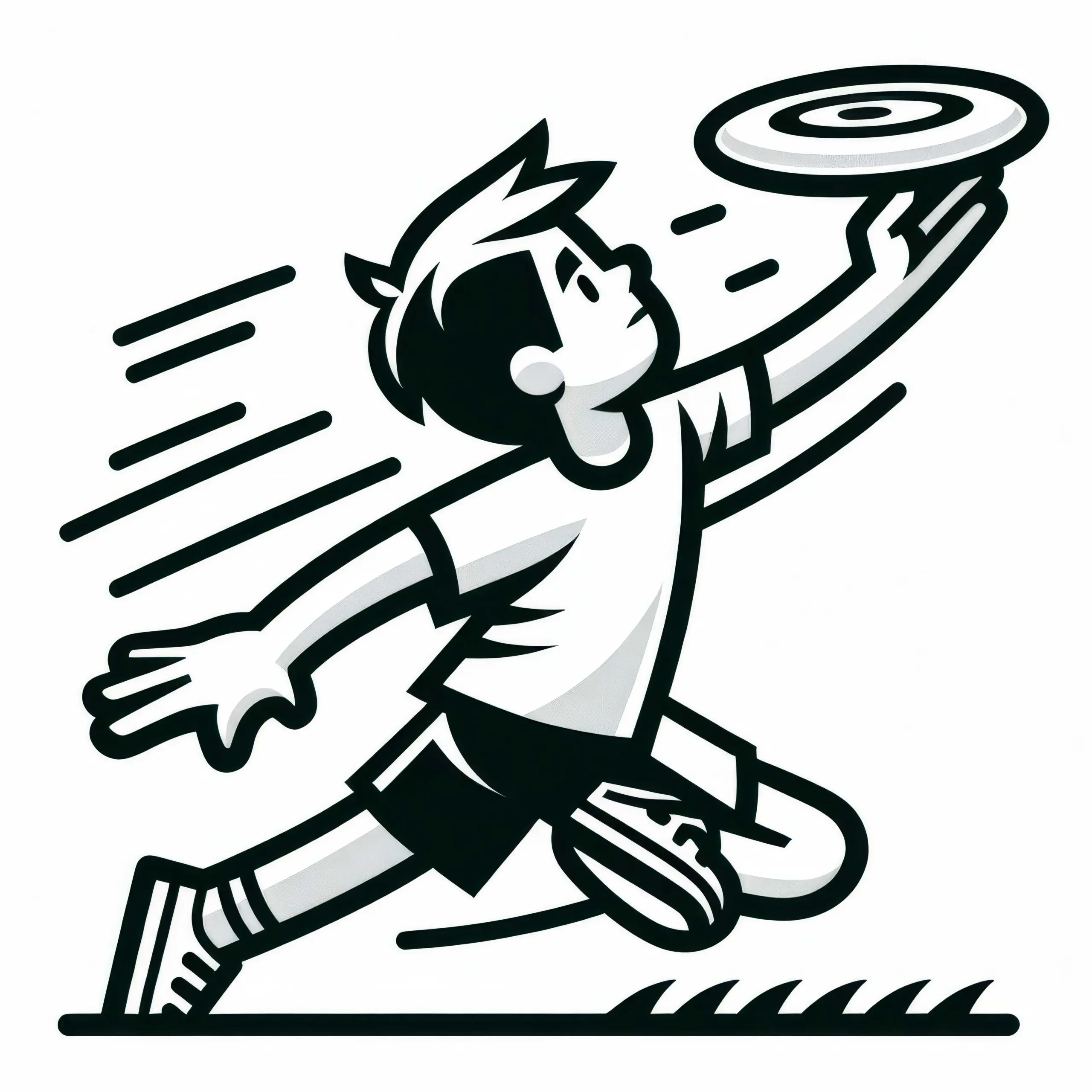 Spieler beim Ultimate Frisbee – Malvorlage Kostenlos (Ausmalbild)
