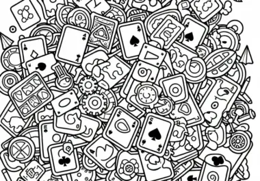 Spielkarten liegen auf dem Boden verstreut – Malvorlage kostenlos