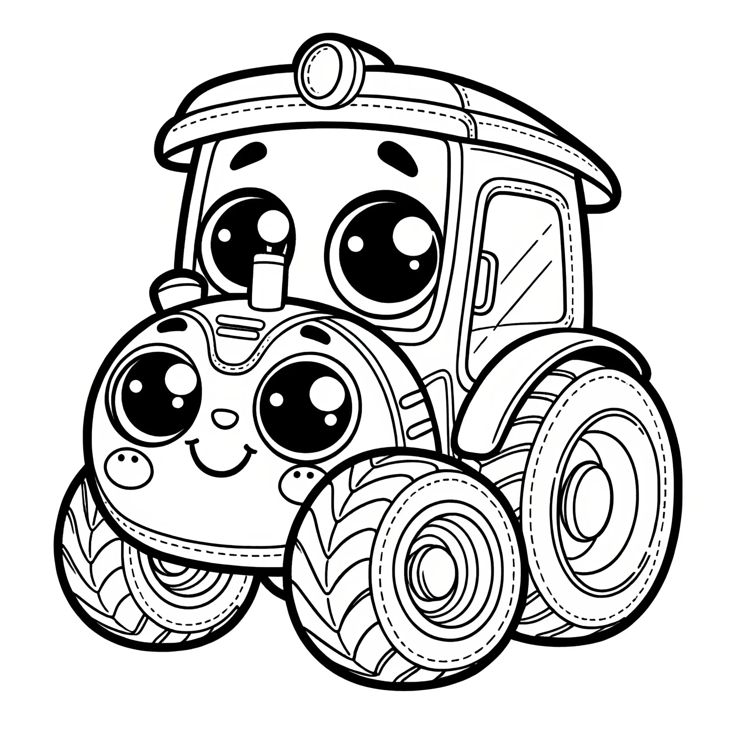 Spielzeug Traktor: Einfaches Ausmalbild für Kinder (Gratis)