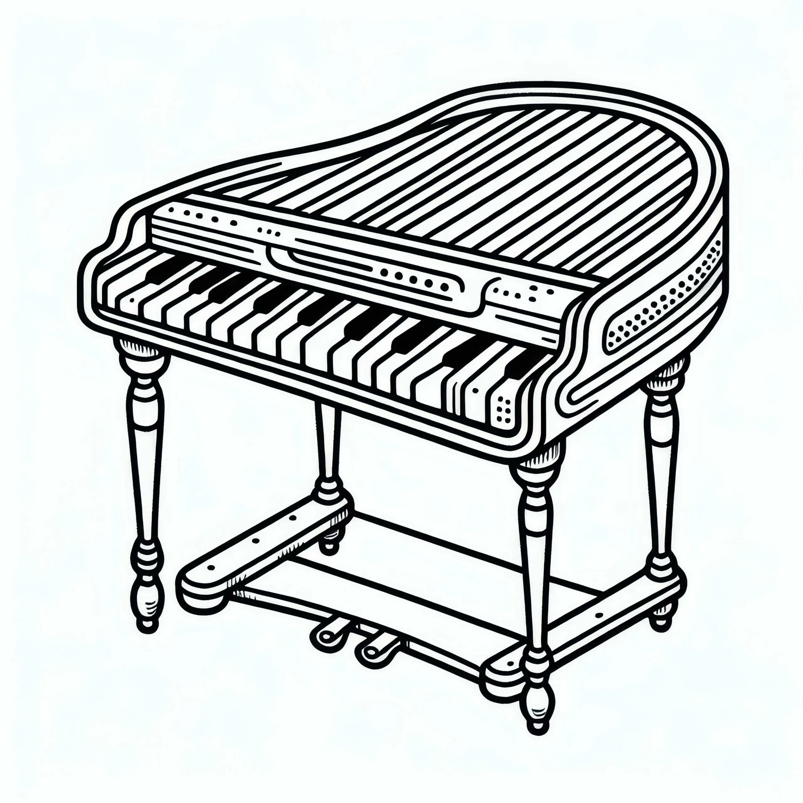 Spinett Malvorlage für ein Tasteninstrument zum Ausmalen (Ausmalbild)