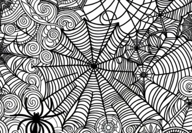 Spinnennetze und Spinnweben als Gratis-Ausmalbild