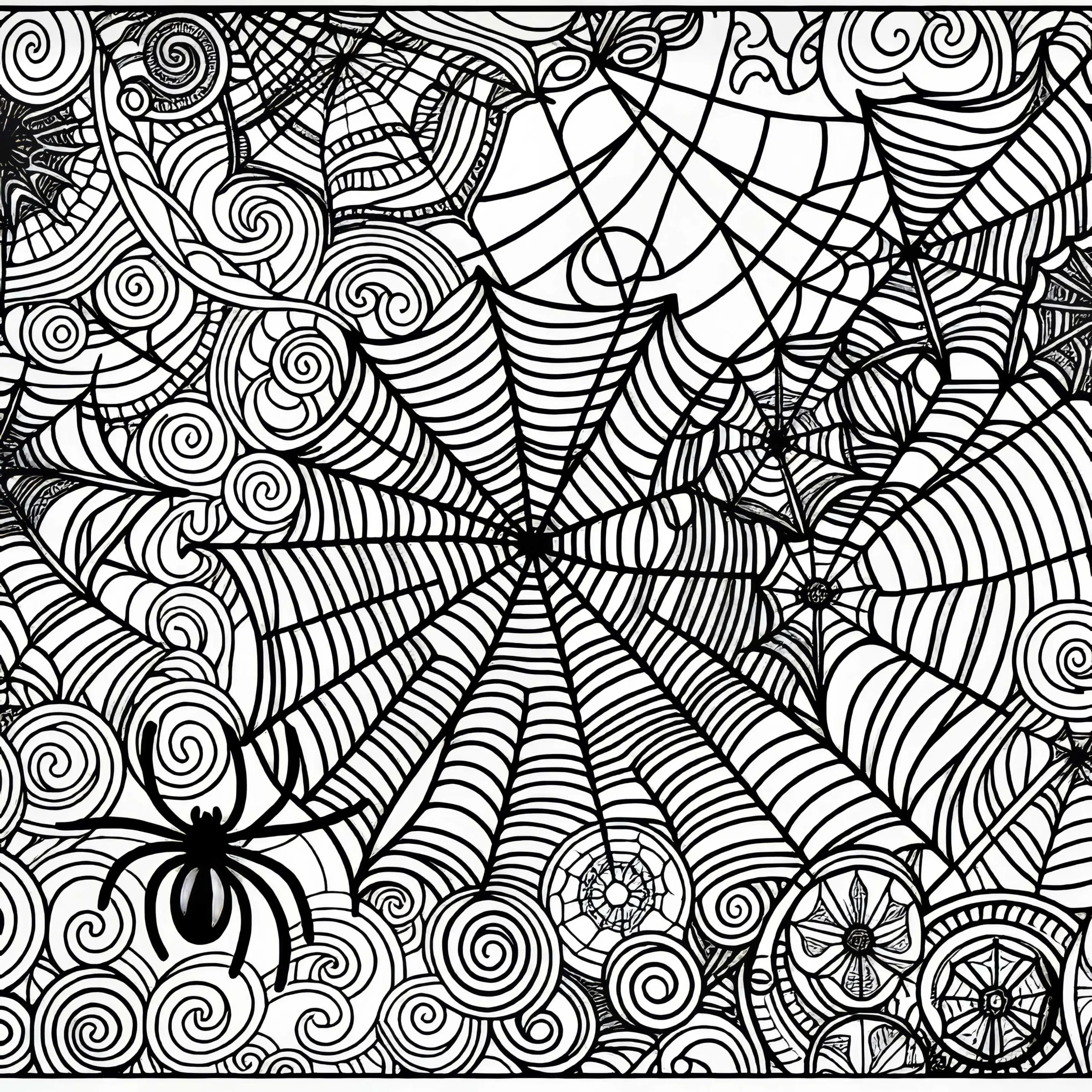 Spinnennetze und Spinnweben als Gratis-Ausmalbild
