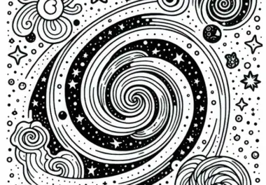 Spiralgalaxie Ausmalbild Gratis zum Download