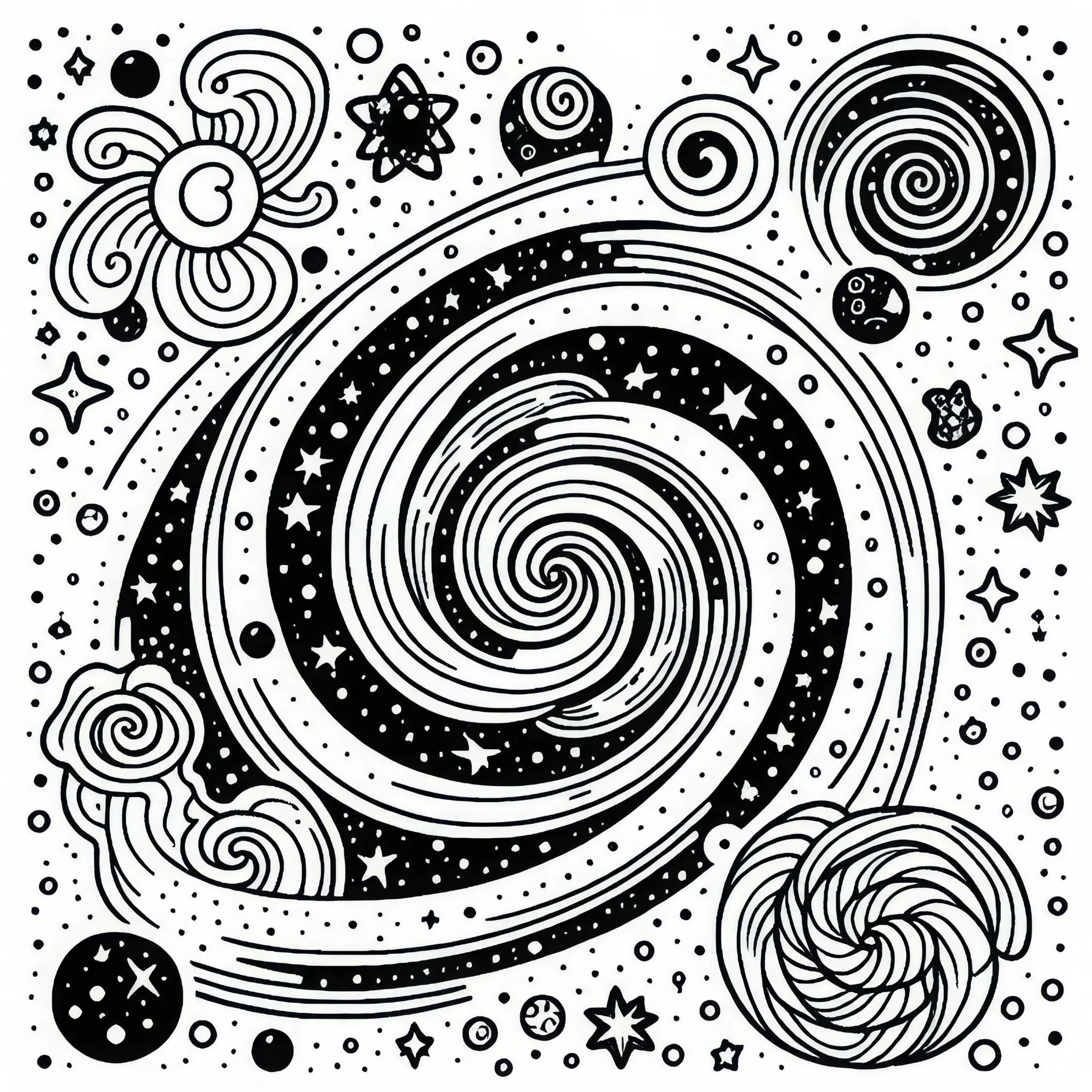 Spiralgalaxie Ausmalbild Gratis zum Download