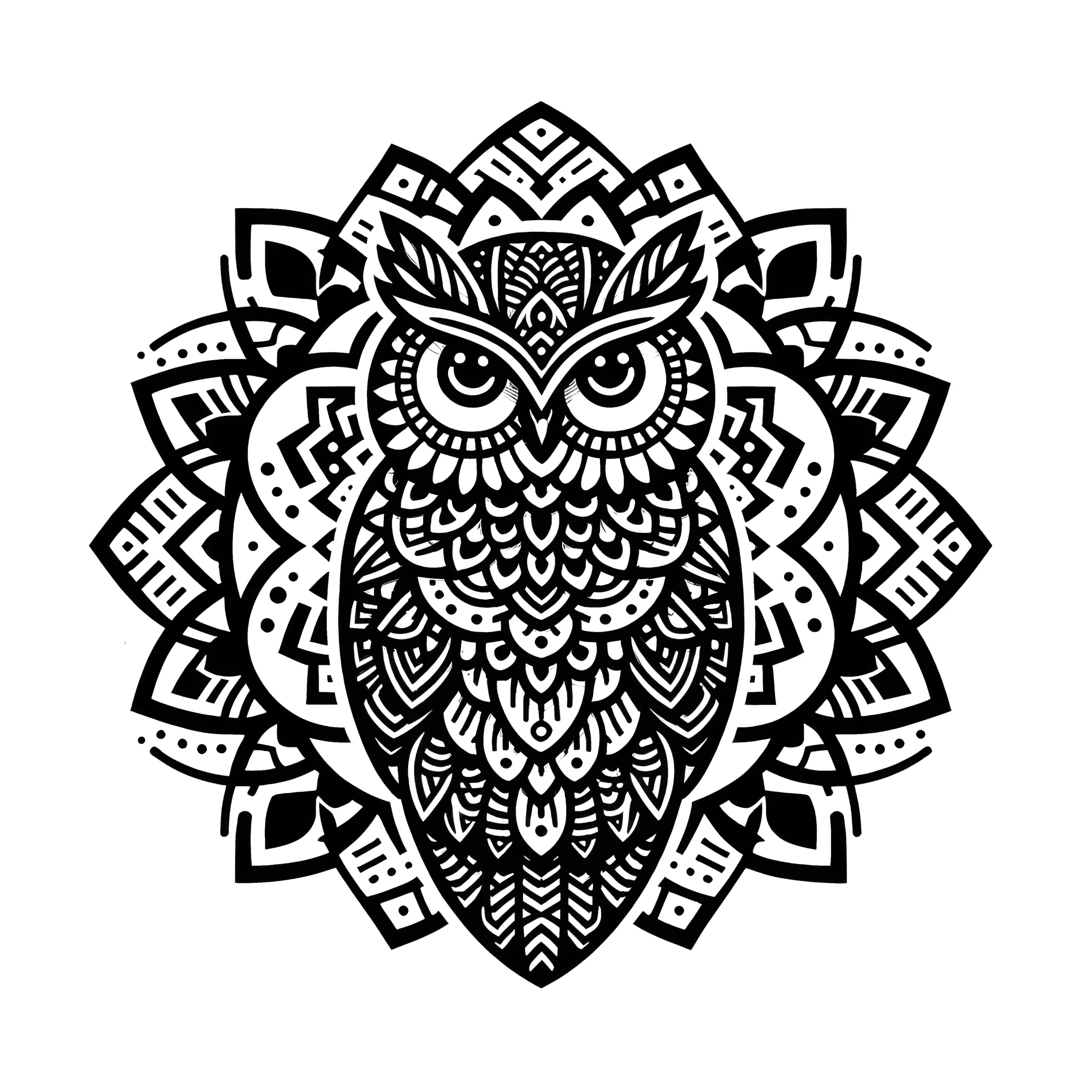 Spirituelles Eulen-Mandala: Innere Entspannung zum Ausmalen (kostenlos) (Ausmalbild)
