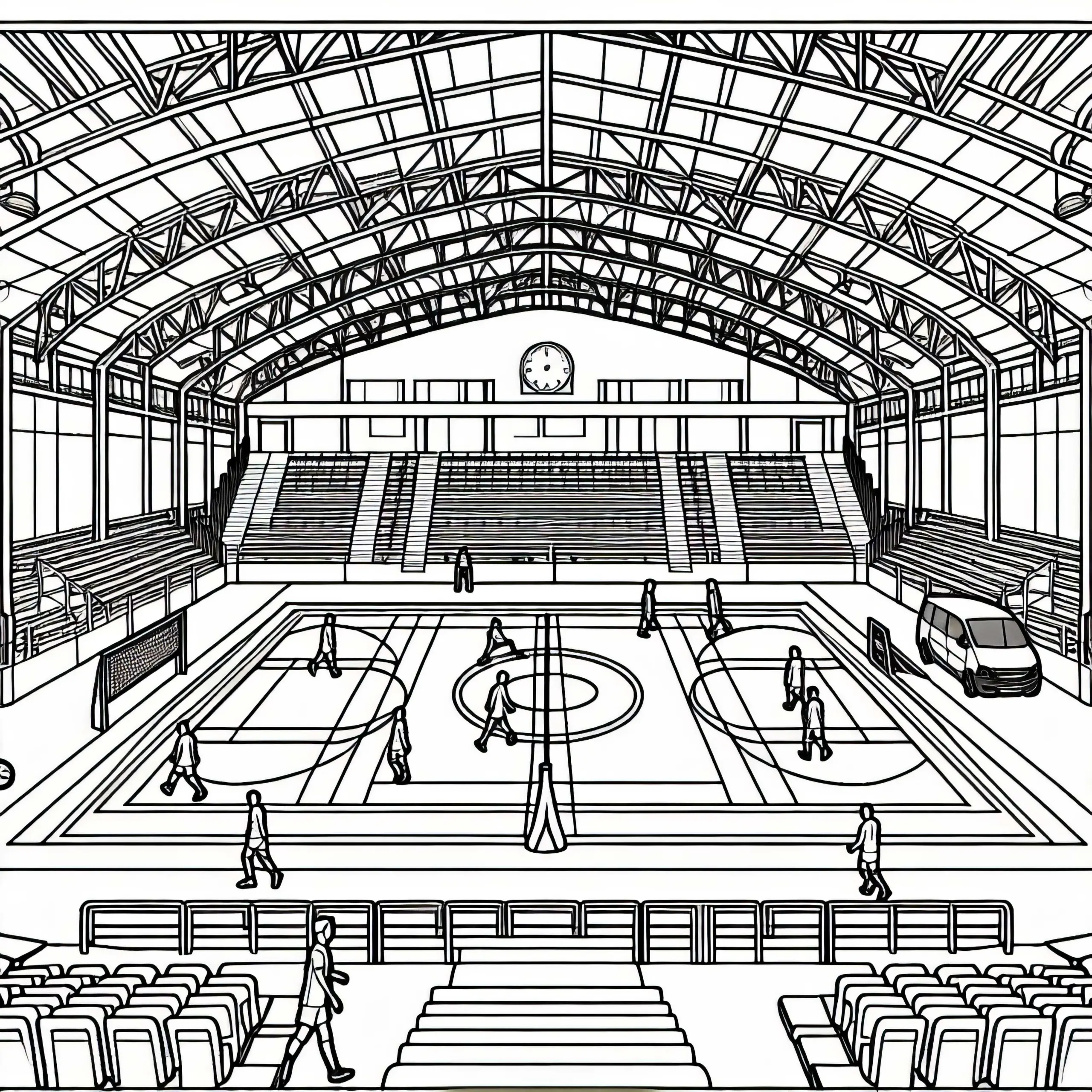 Sporthalle Malvorlage Kostenlos zum Ausdrucken und Online Ausmalen (Ausmalbild)