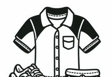Sportkleidung eines Sportlehrers mit Turnschuhen – Malvorlage Kostenlos
