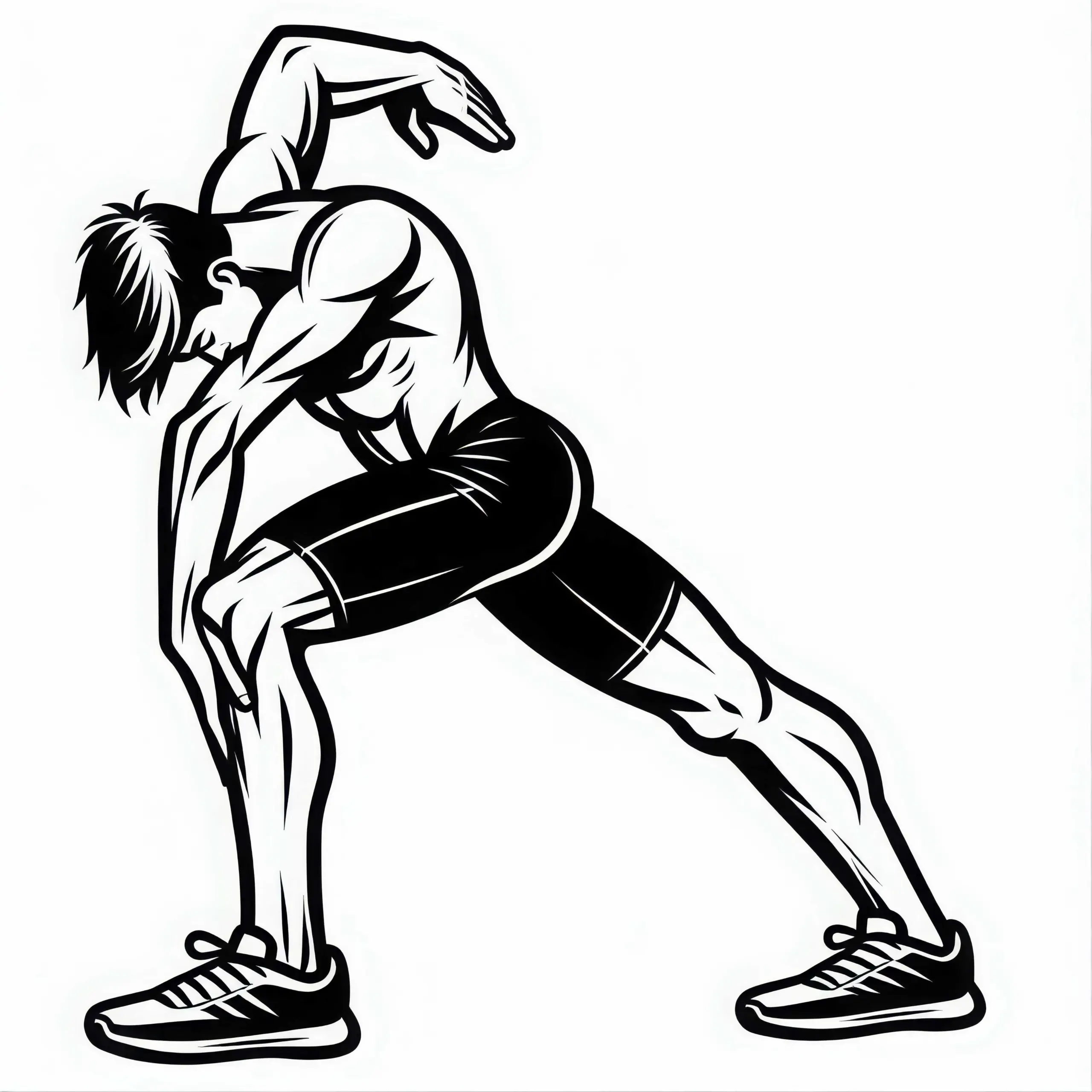 Sportler macht Dehnübungen vor Training – Malvorlage kostenlos (Ausmalbild)