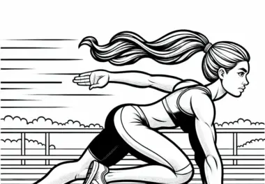 Sportlerin führt Sprinttraining durch – Malvorlage kostenlos