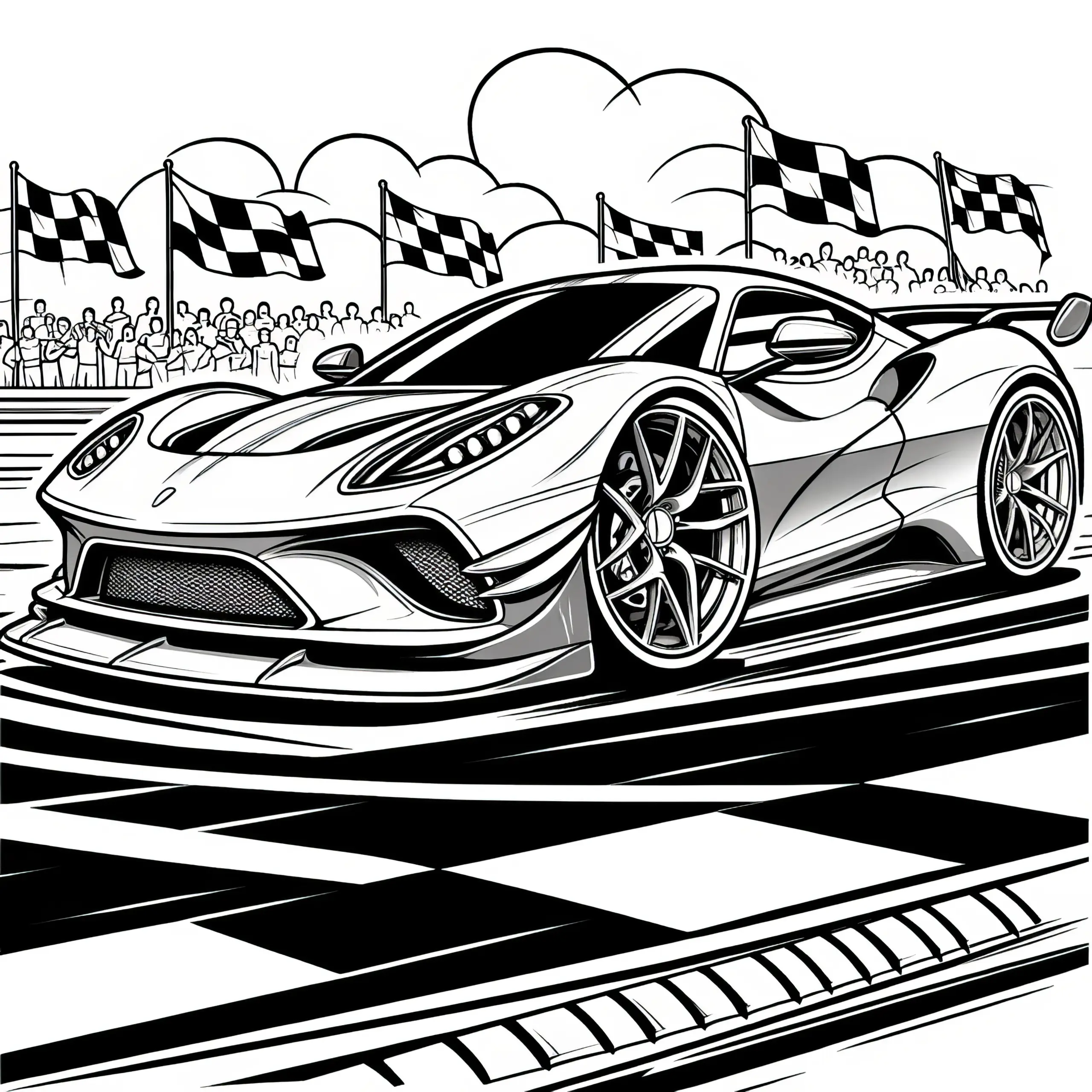 Sportlicher Rennwagen: Kostenloses Ausmalbild zum Download