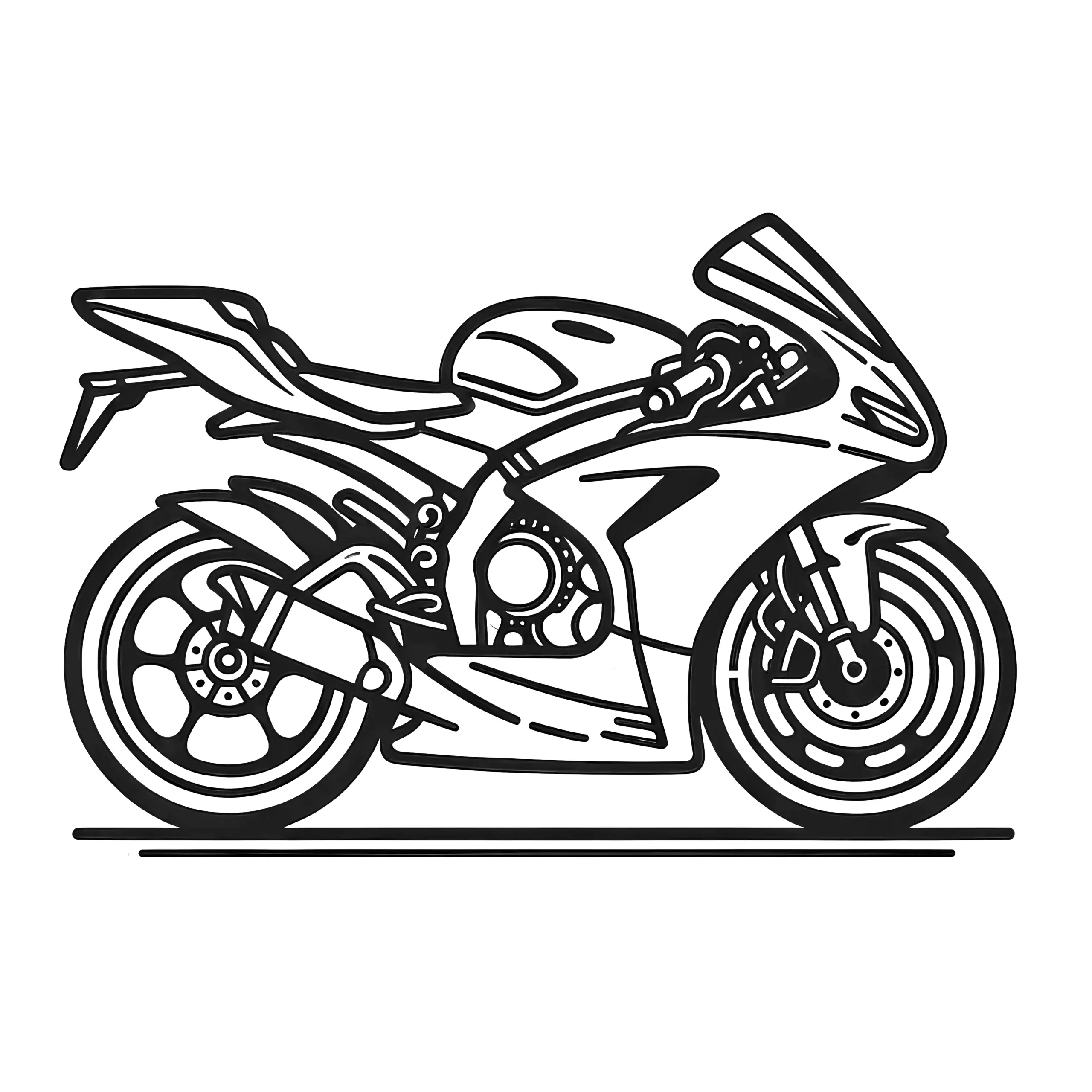 Sportliches Motorrad: Einfache Malvorlage zum Download (Gratis) (Ausmalbild)