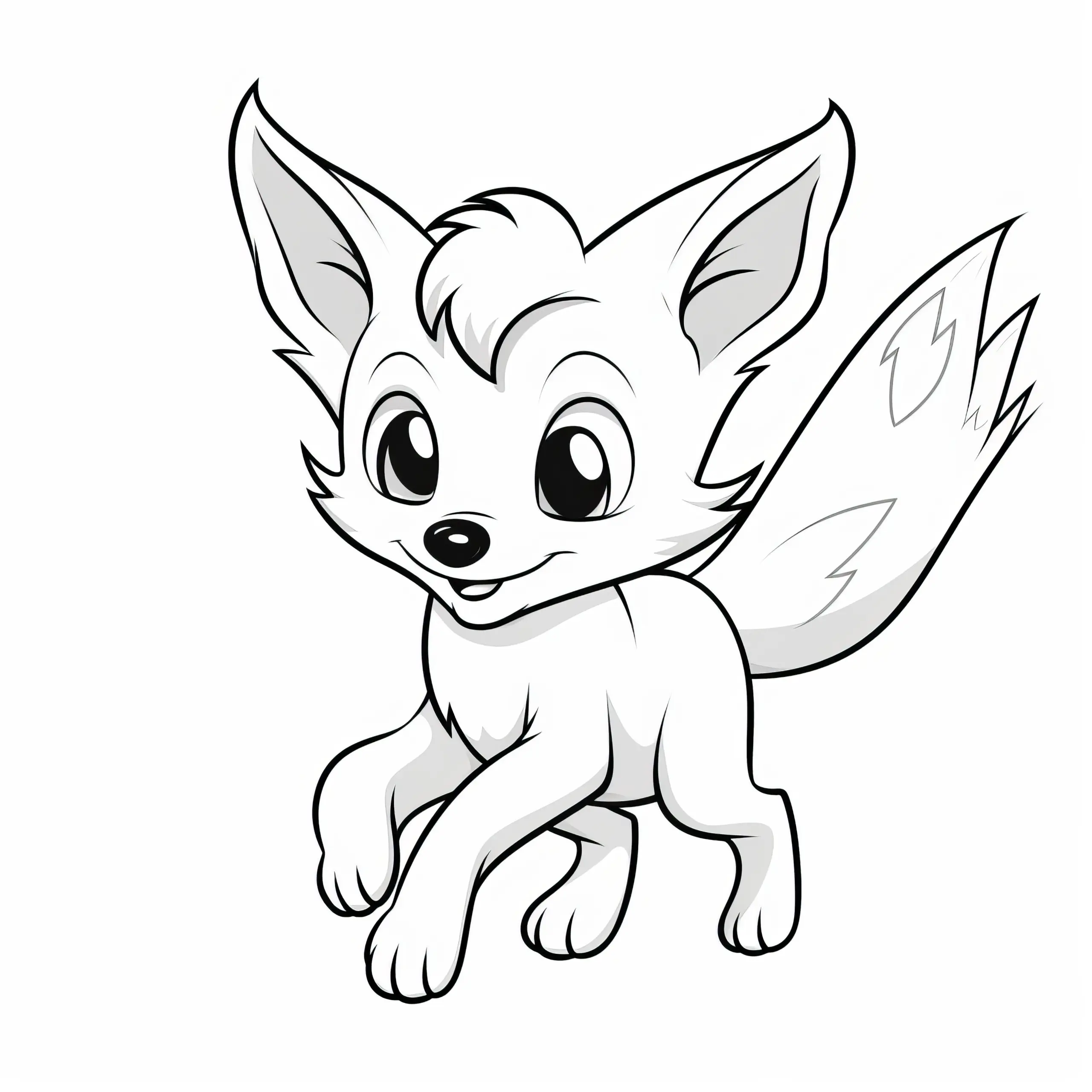 Springender kleiner Fuchs: Malvorlage zum kostenlosen Download (Ausmalbild)