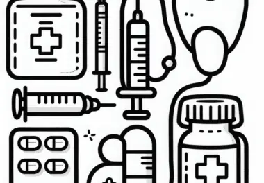 Spritze und Medizinfläschchen für Arzt Malvorlage einfach kostenlos