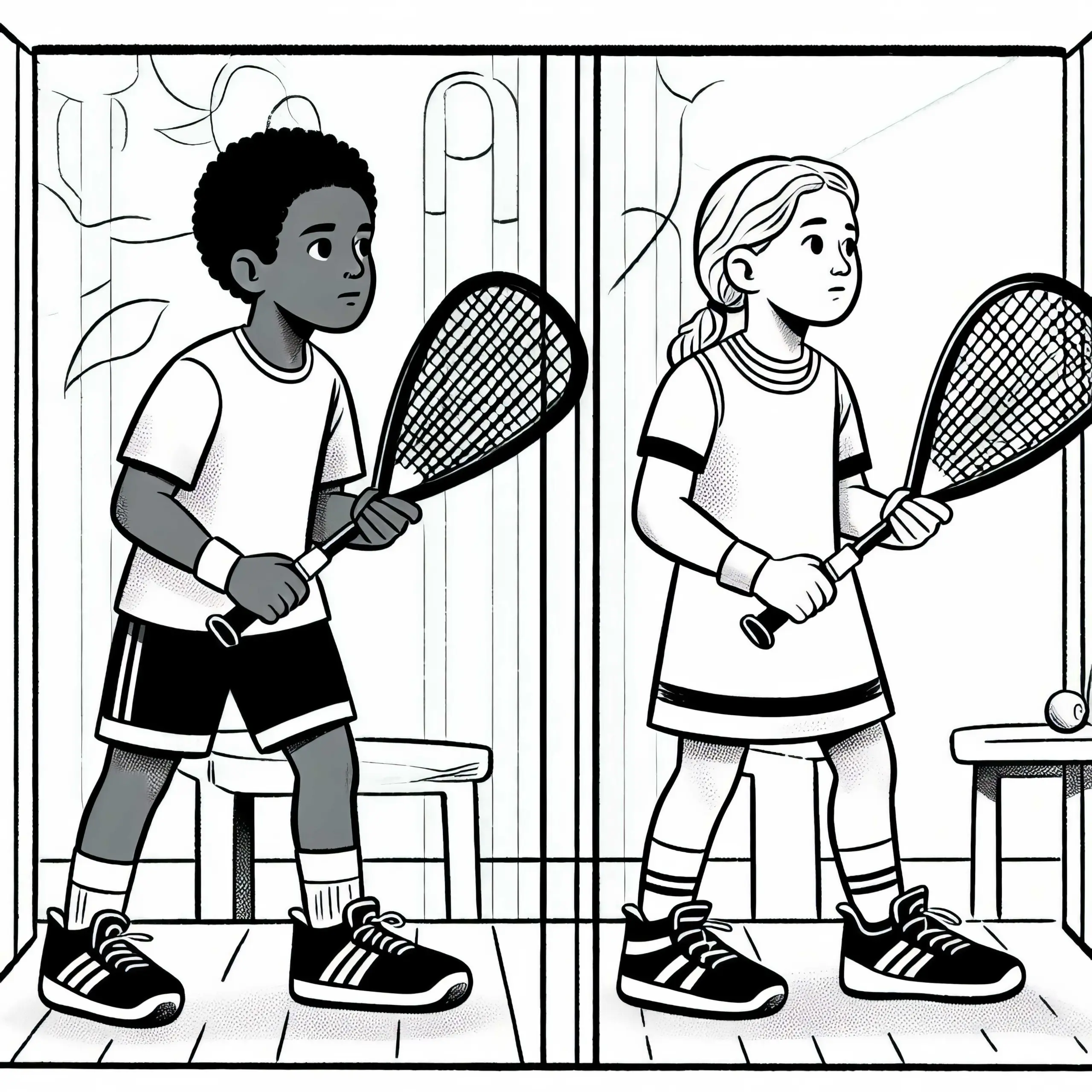 Squashspieler Malvorlage Einfach Kostenlos (Ausmalbild)