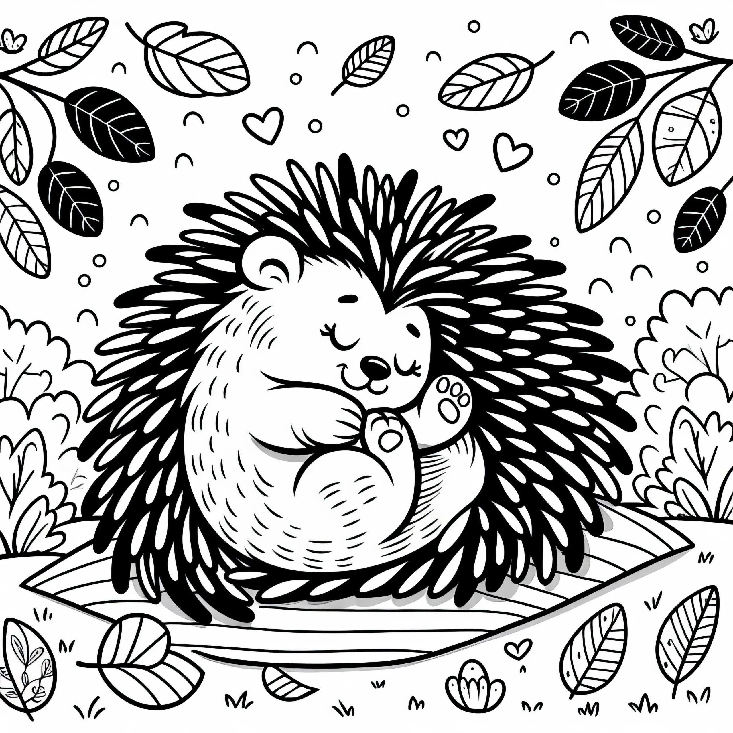 Das Stachelschwein rollt sich zusammen – Ausmalbild gratis