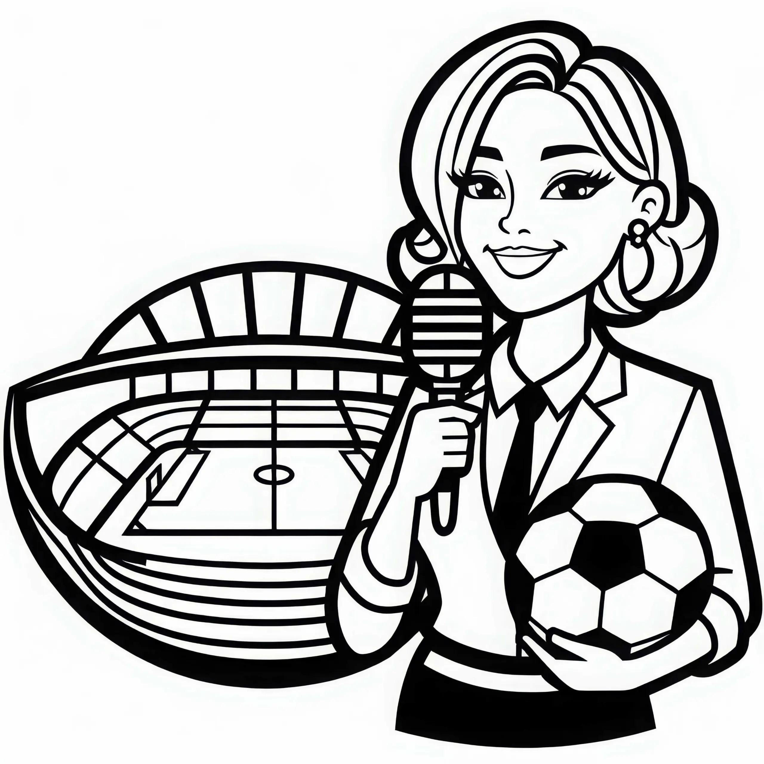 Stadionsprecherin Malvorlage Einfach Kostenlos (Ausmalbild)