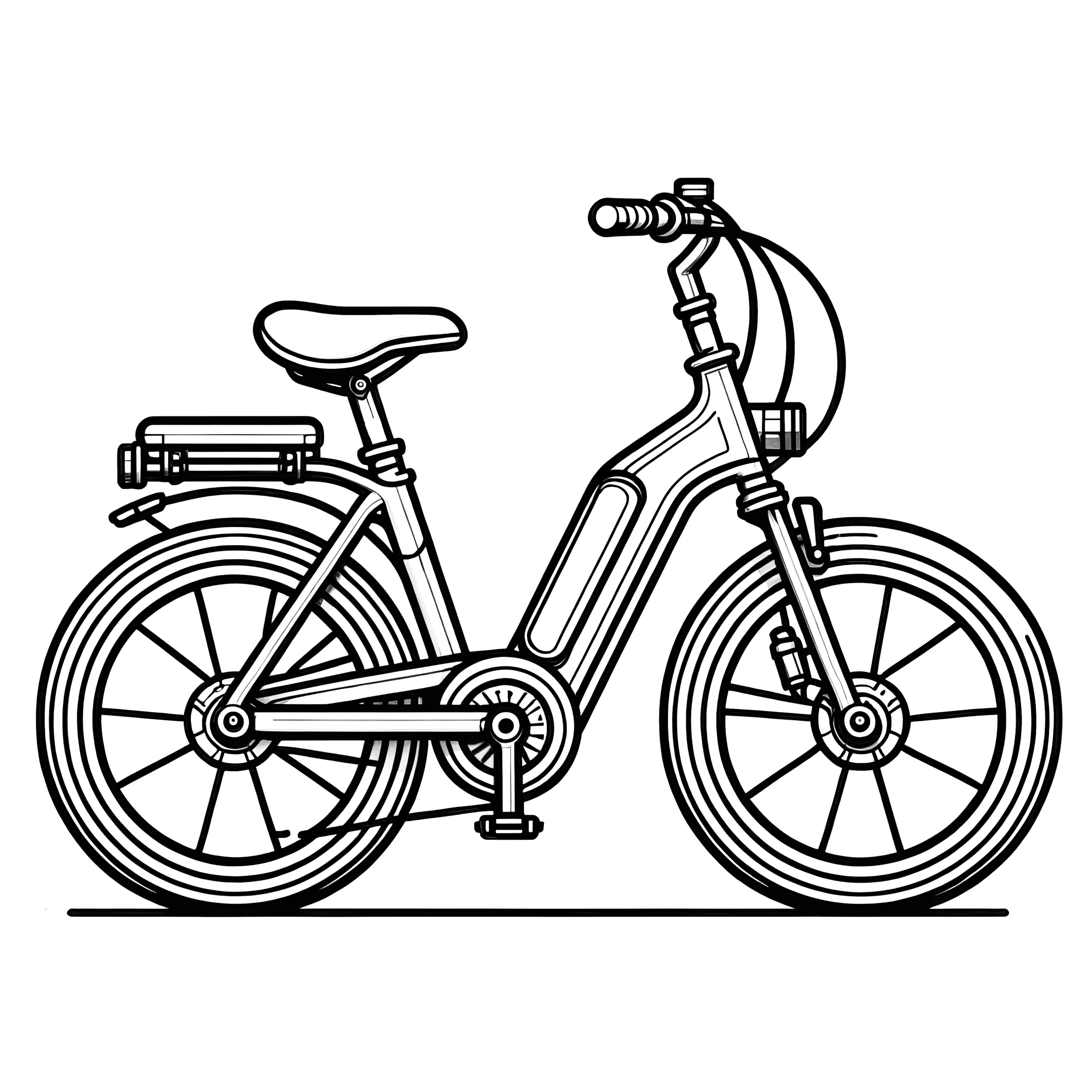 Stadt E-Bike: Ausmalbild zum gratis Download