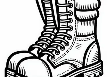 Stahlkappenschuhe eines Bauarbeiters – Ausmalbild einfach kostenlos