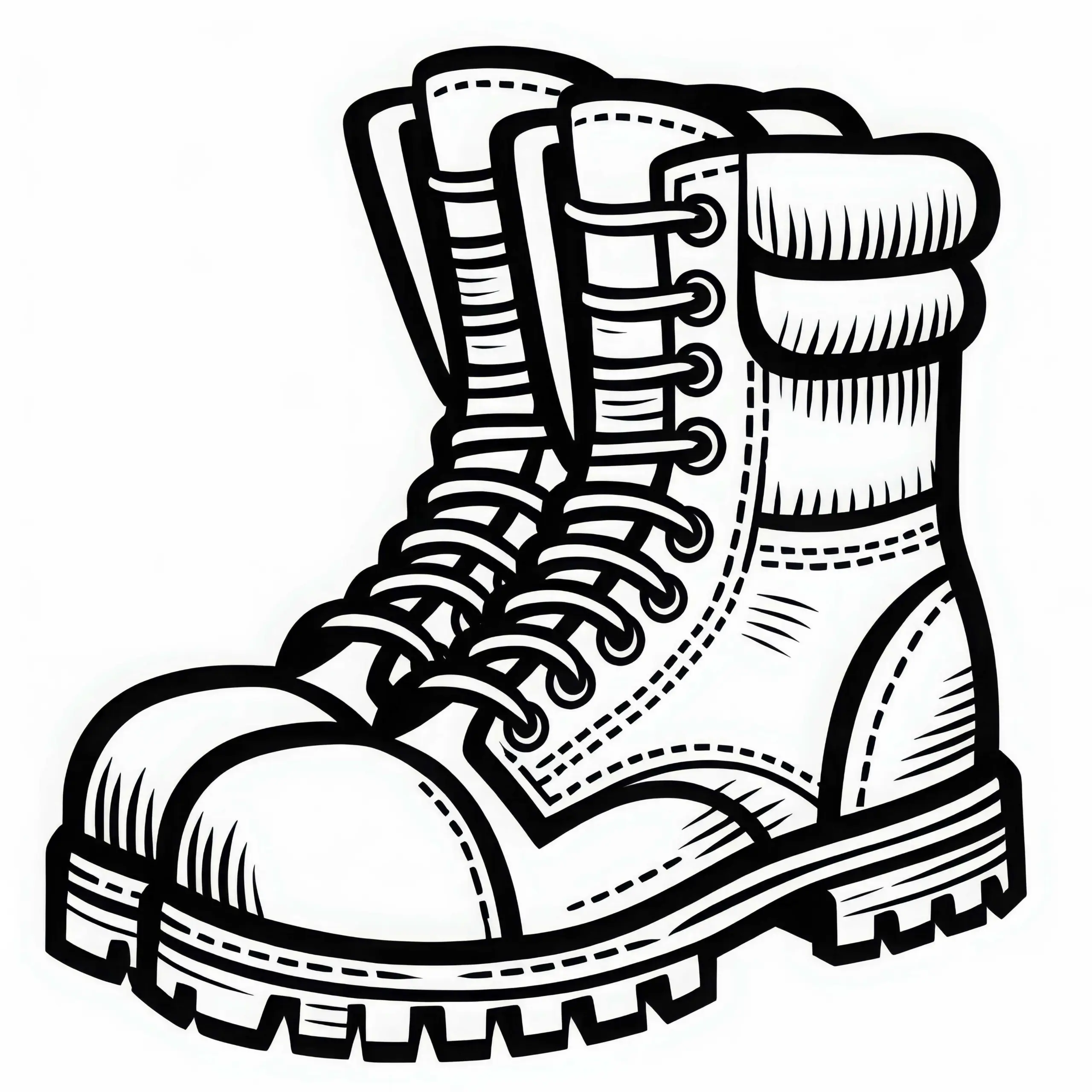 Stahlkappenschuhe eines Bauarbeiters – Ausmalbild einfach kostenlos
