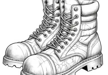 Stahlkappenschuhe eines Bauarbeiters – Malvorlage in Detailreich und Gratis