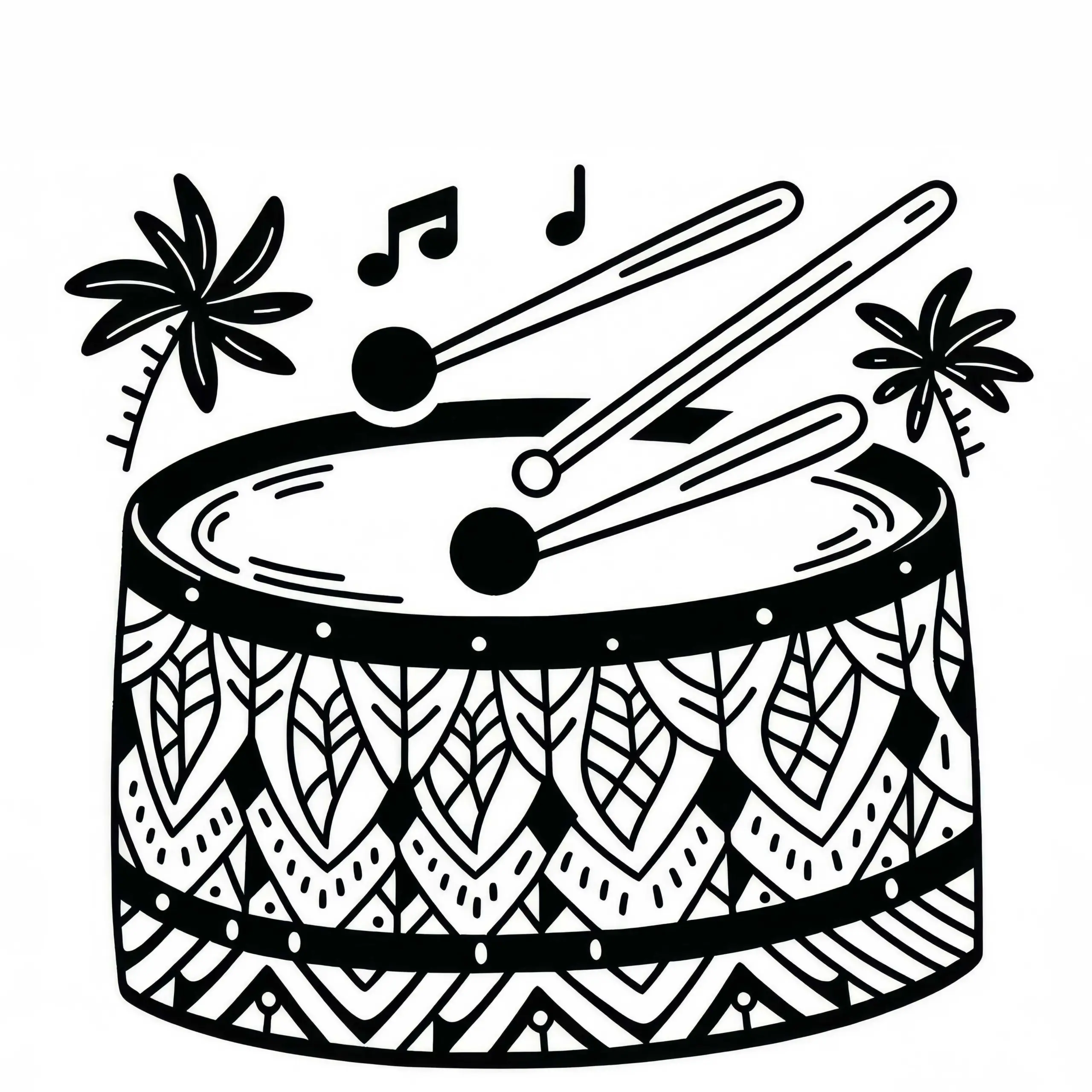 Steel Drum Malvorlage für Schlaginstrumente – Kostenlos herunterladen (Ausmalbild)
