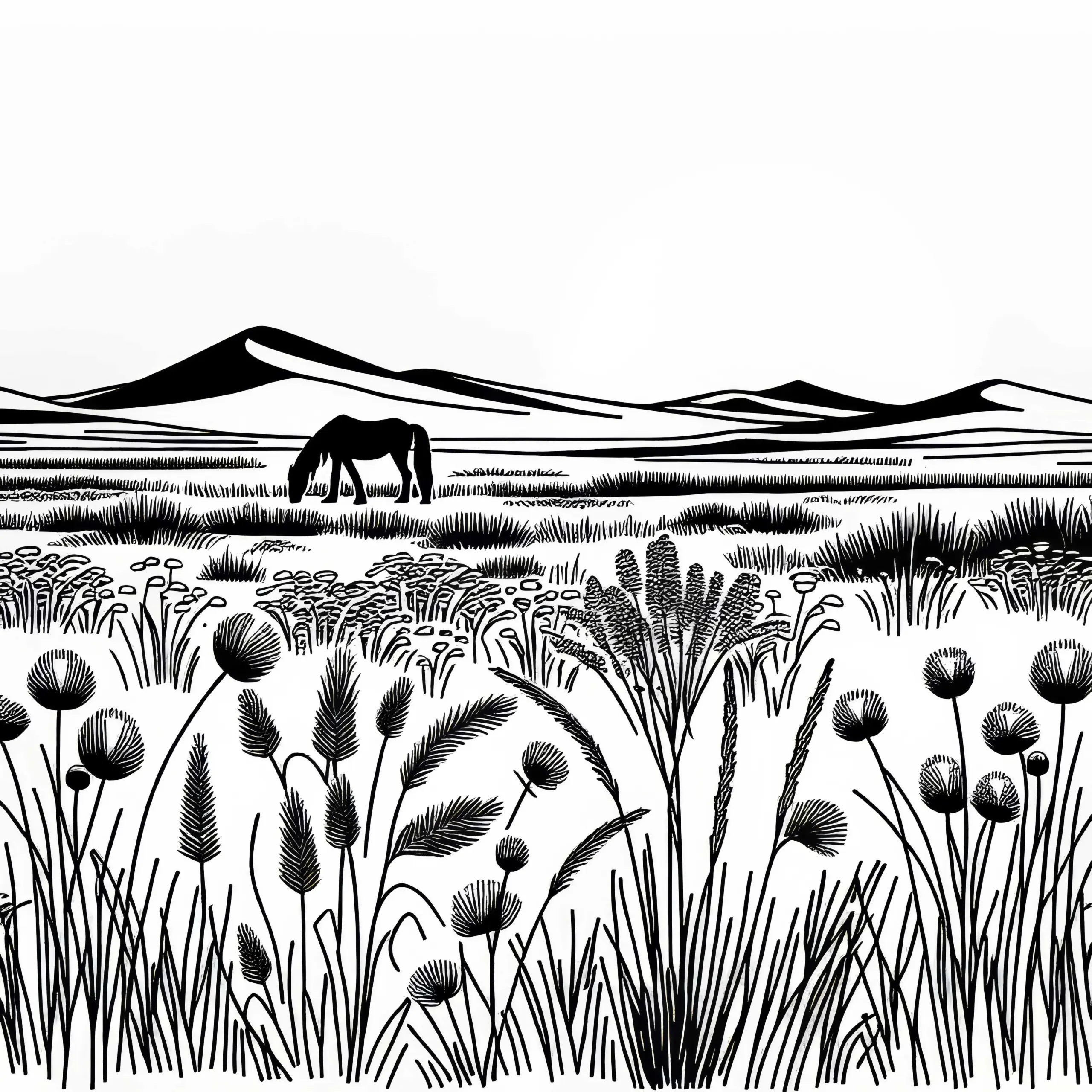 Steppenlandschaft Malvorlage Kostenlos (Ausmalbild)