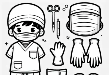 Sterile OP-Kleidung für Chirurgen als Ausmalbild zum kostenlosen Download