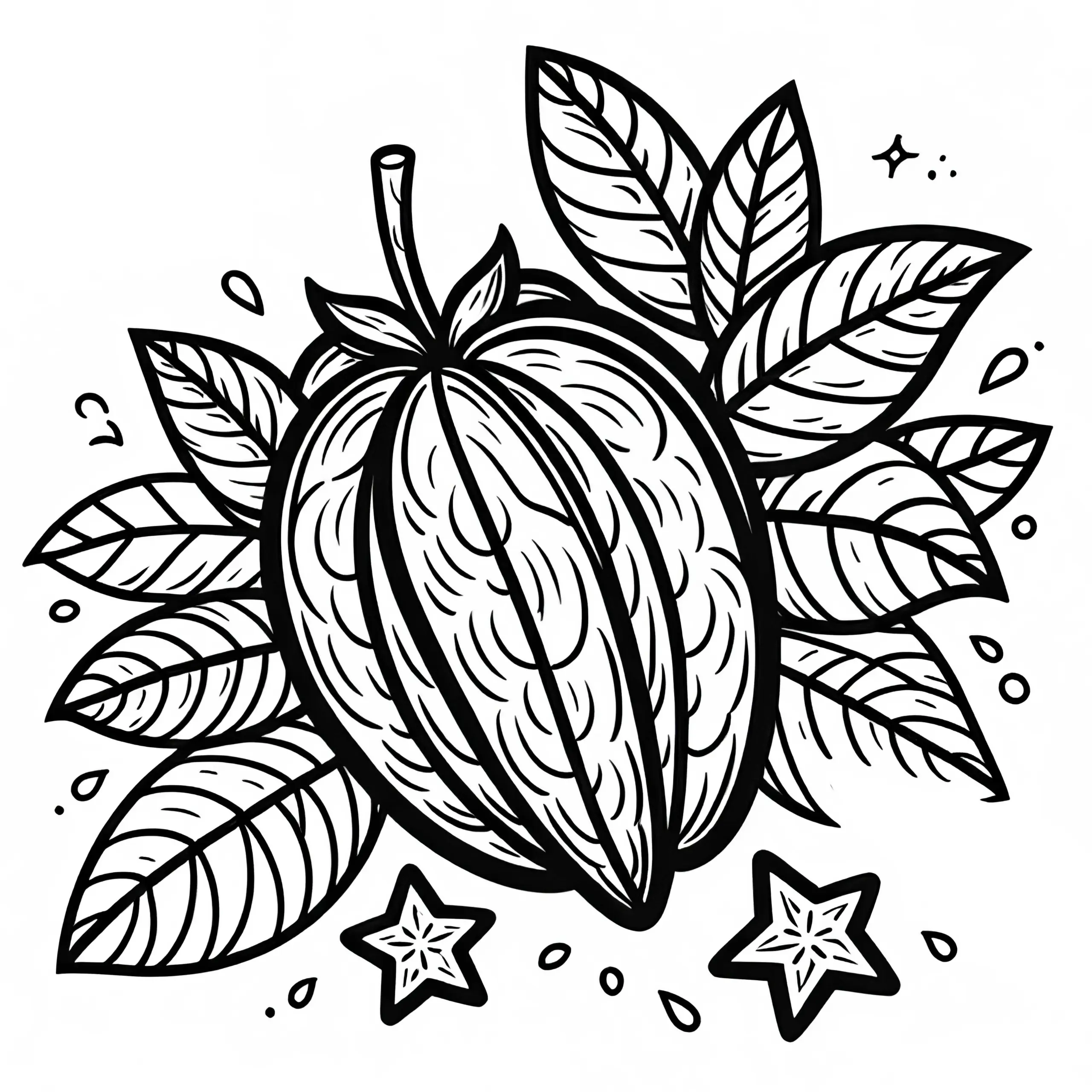 Sternfrucht Karambole Malvorlage Kostenlos (Ausmalbild)