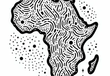 Stilistische Landkarte Afrikas als Malvorlage – Kostenloser Download