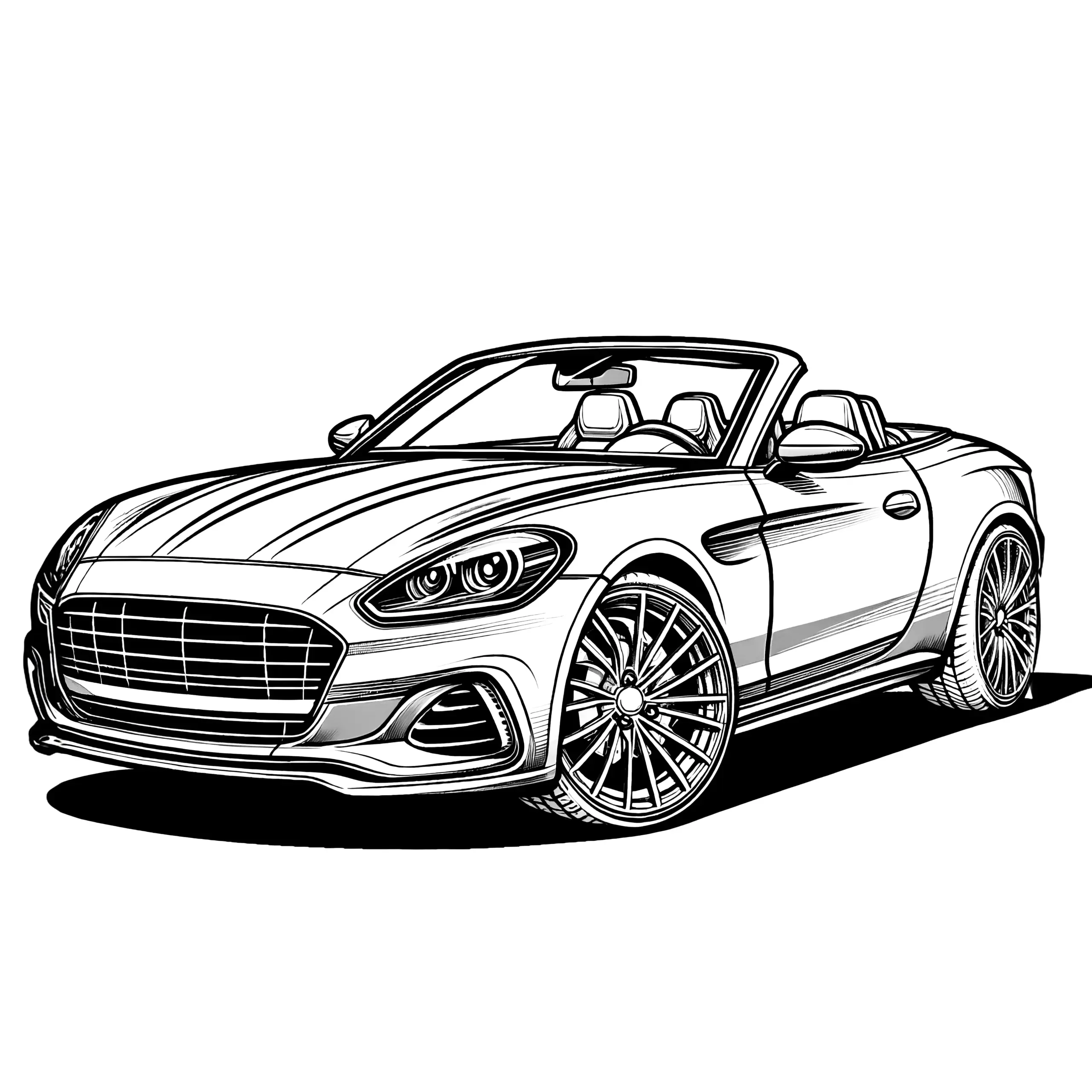 Stilvolles Cabriolet: Malvorlage zum Download (Kostenlos) (Ausmalbild)