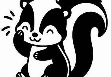 Stinktier putzt sich – Ausmalbild kostenlos