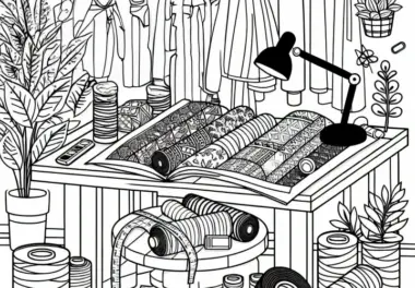 Stoffrollen in einem Modedesigner Atelier Malvorlage Gratis