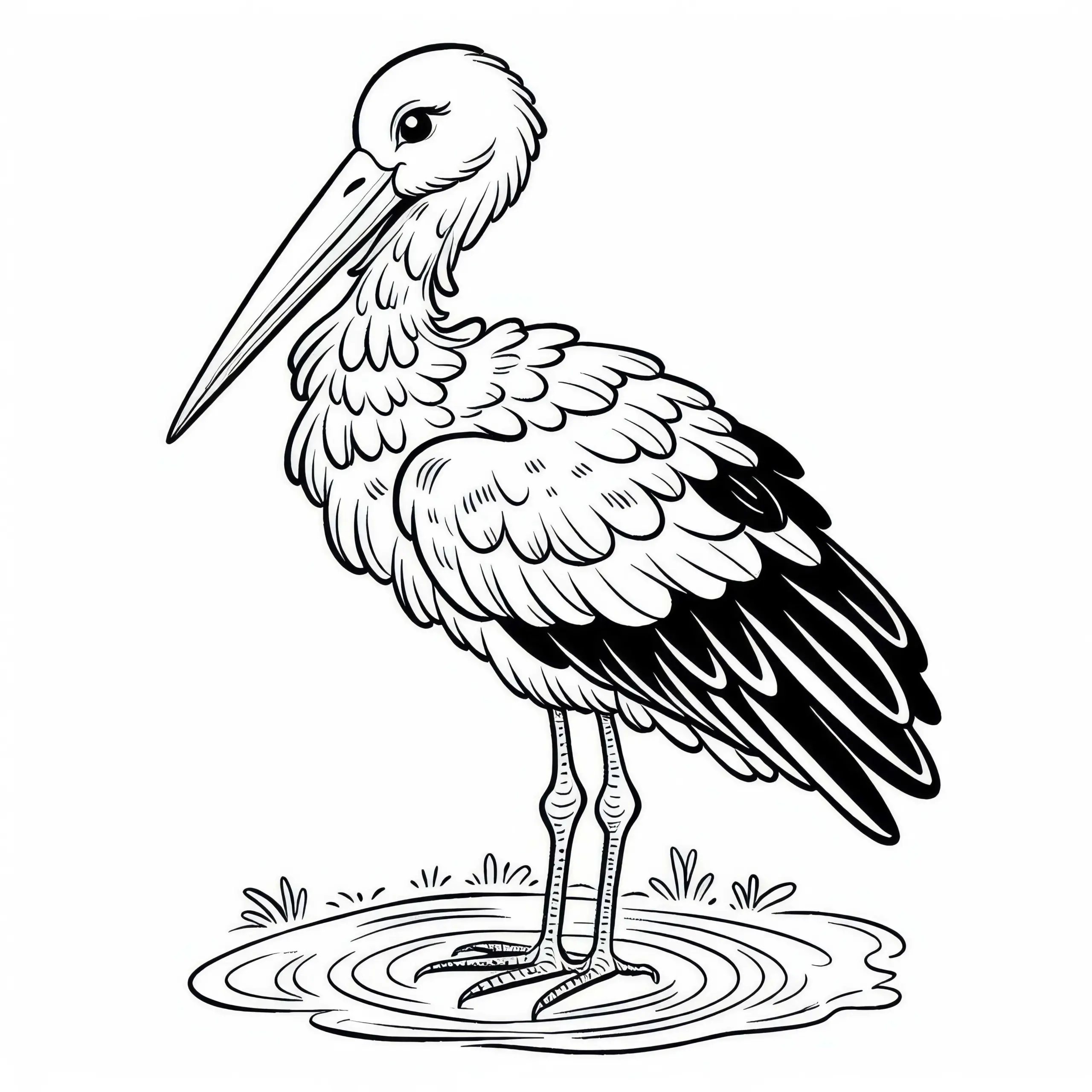 Storch Ausmalbild Vogel kostenlos herunterladen
