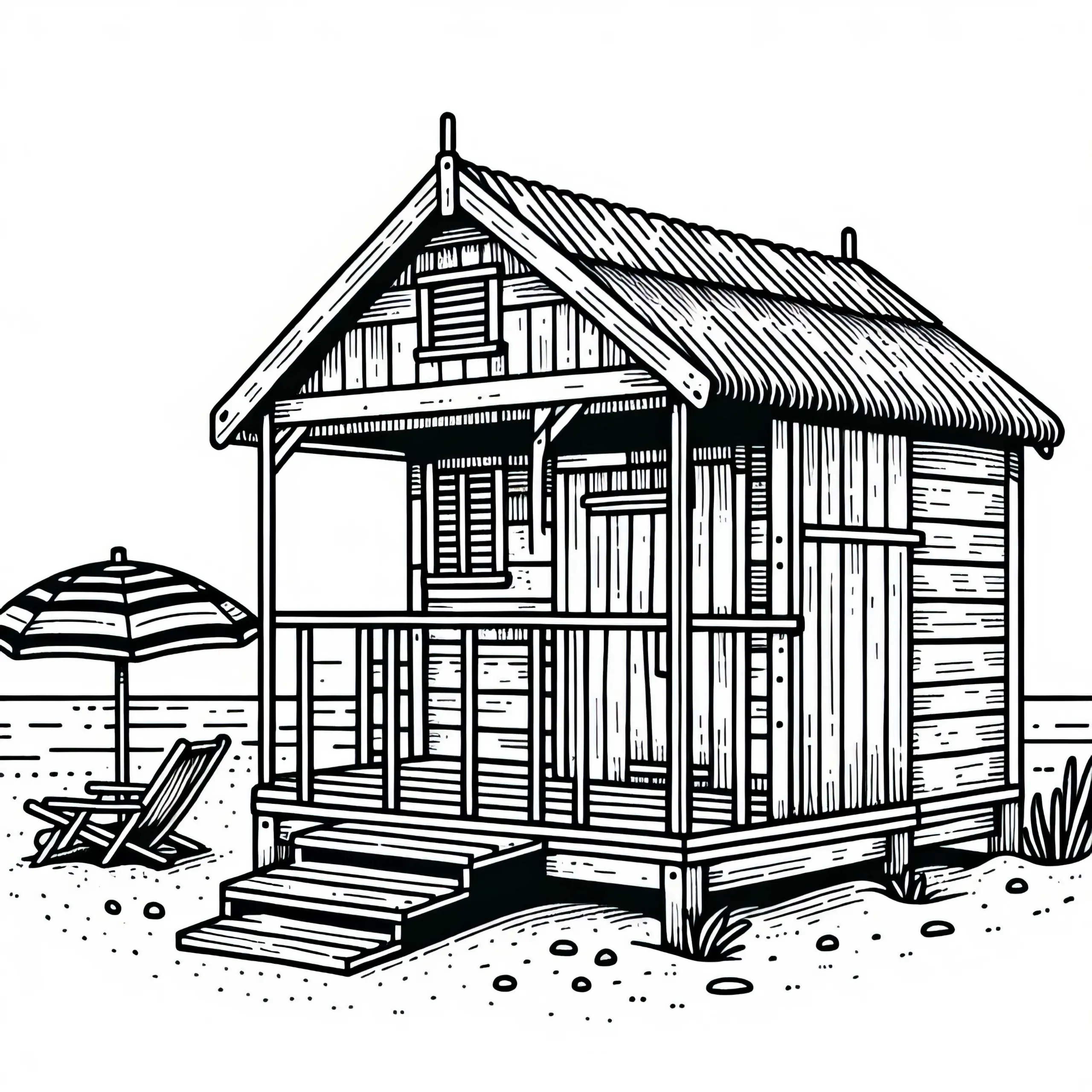 Strandhütte Ausmalbild Kostenlos