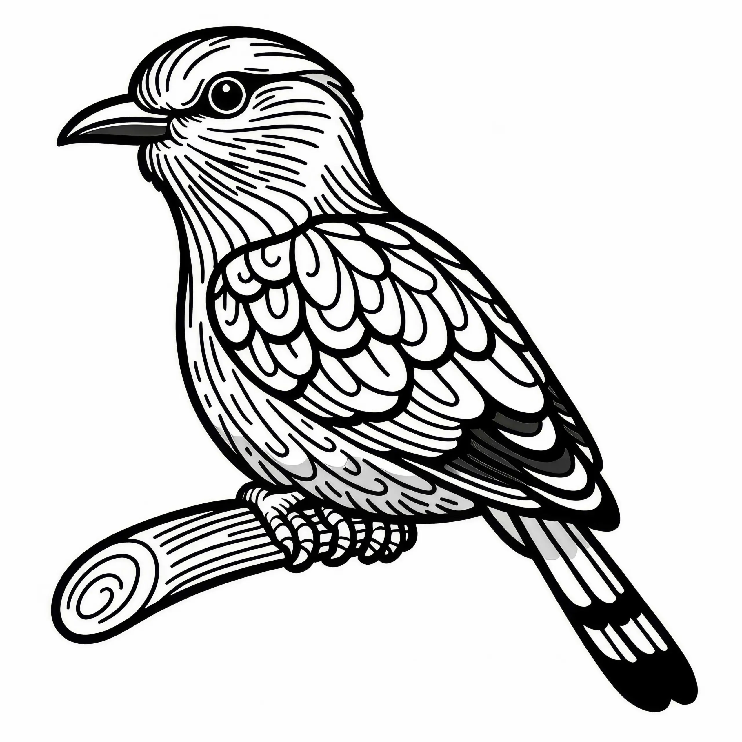 Strichelracke – Lilac Breasted Roller Vogel aus Afrika Ausmalbild Gratis