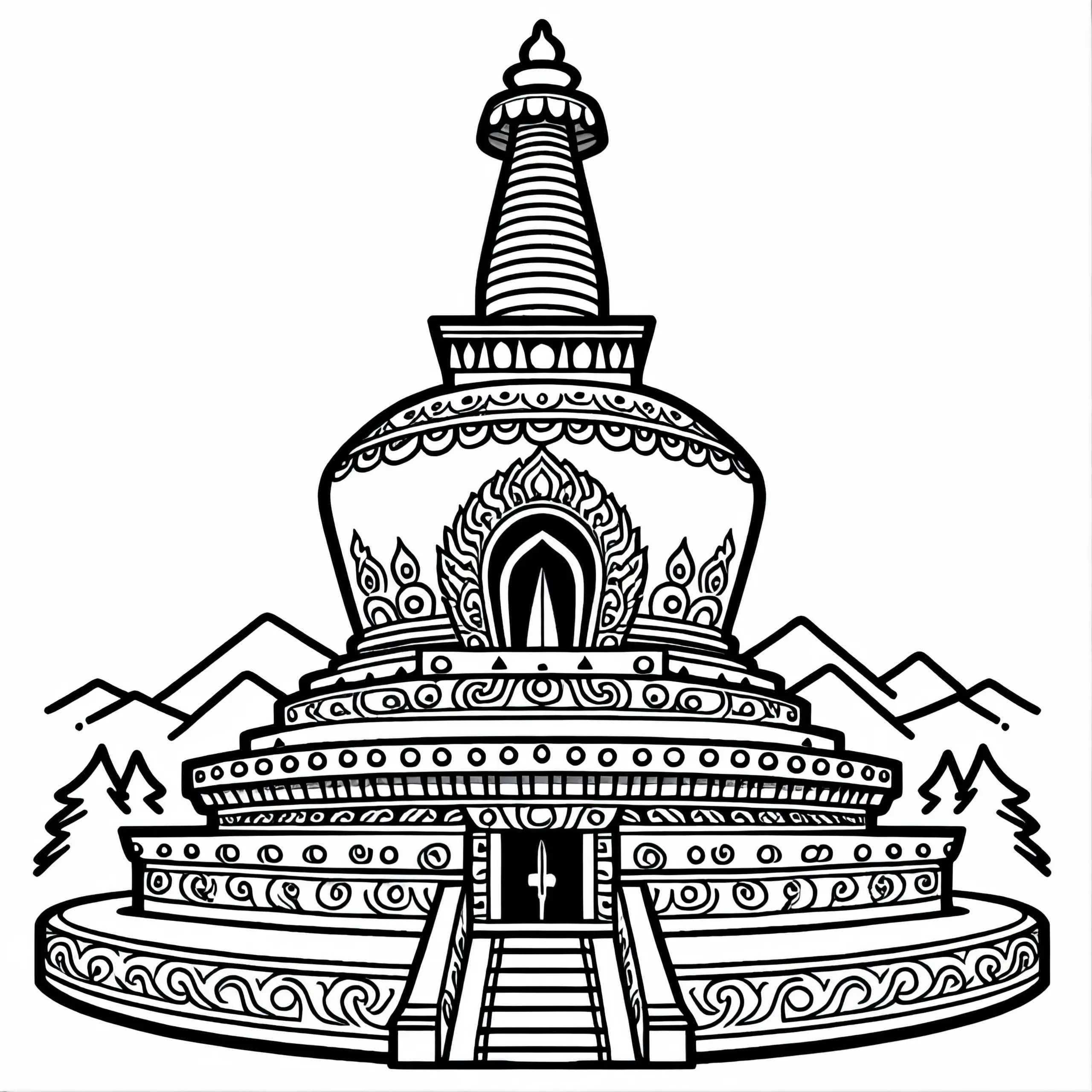 Stupa Malvorlage Gratis zum Ausmalen und Download (Ausmalbild)