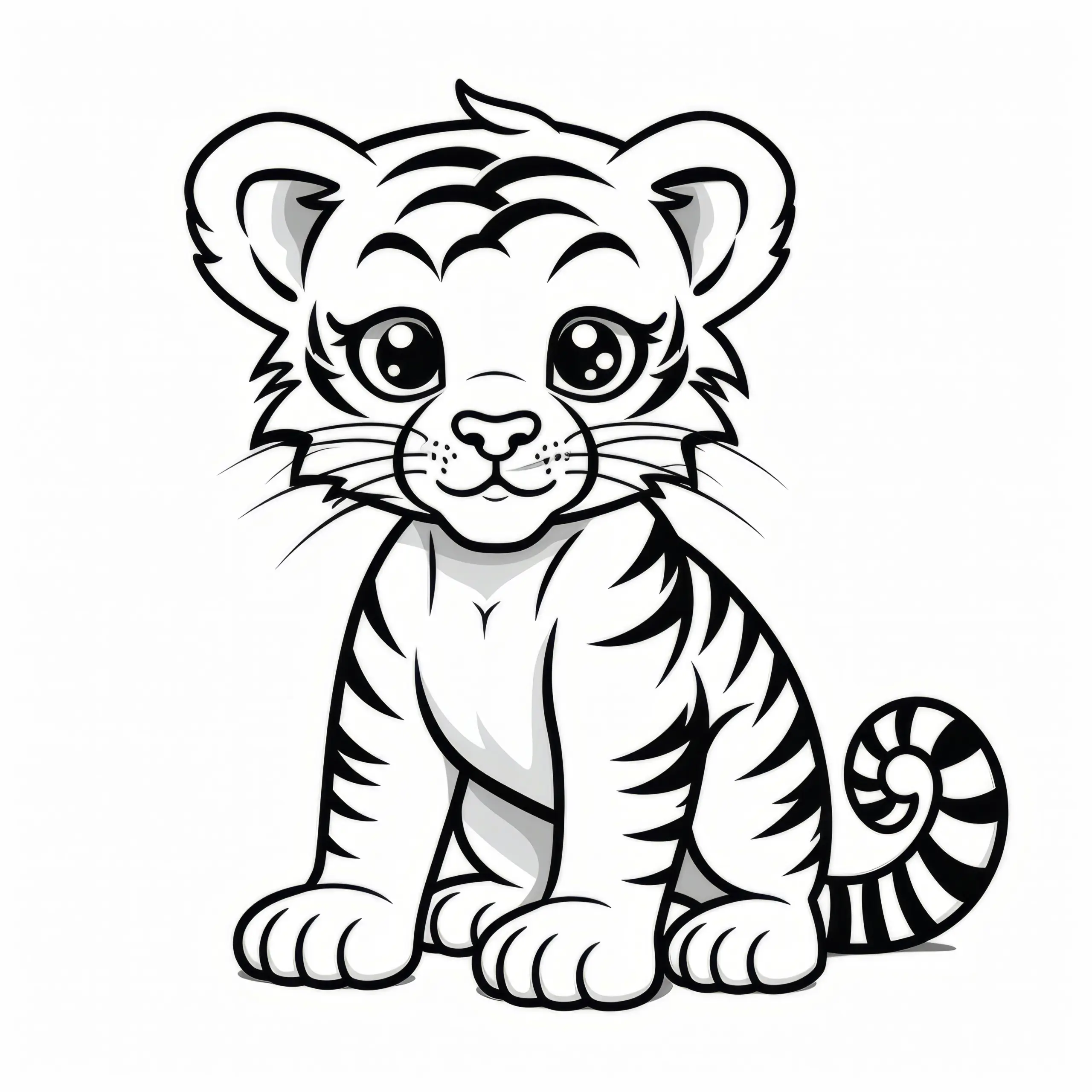 Süßes Tigerbaby: Einfache Malvorlage für Kinder (Gratis) (Ausmalbild)