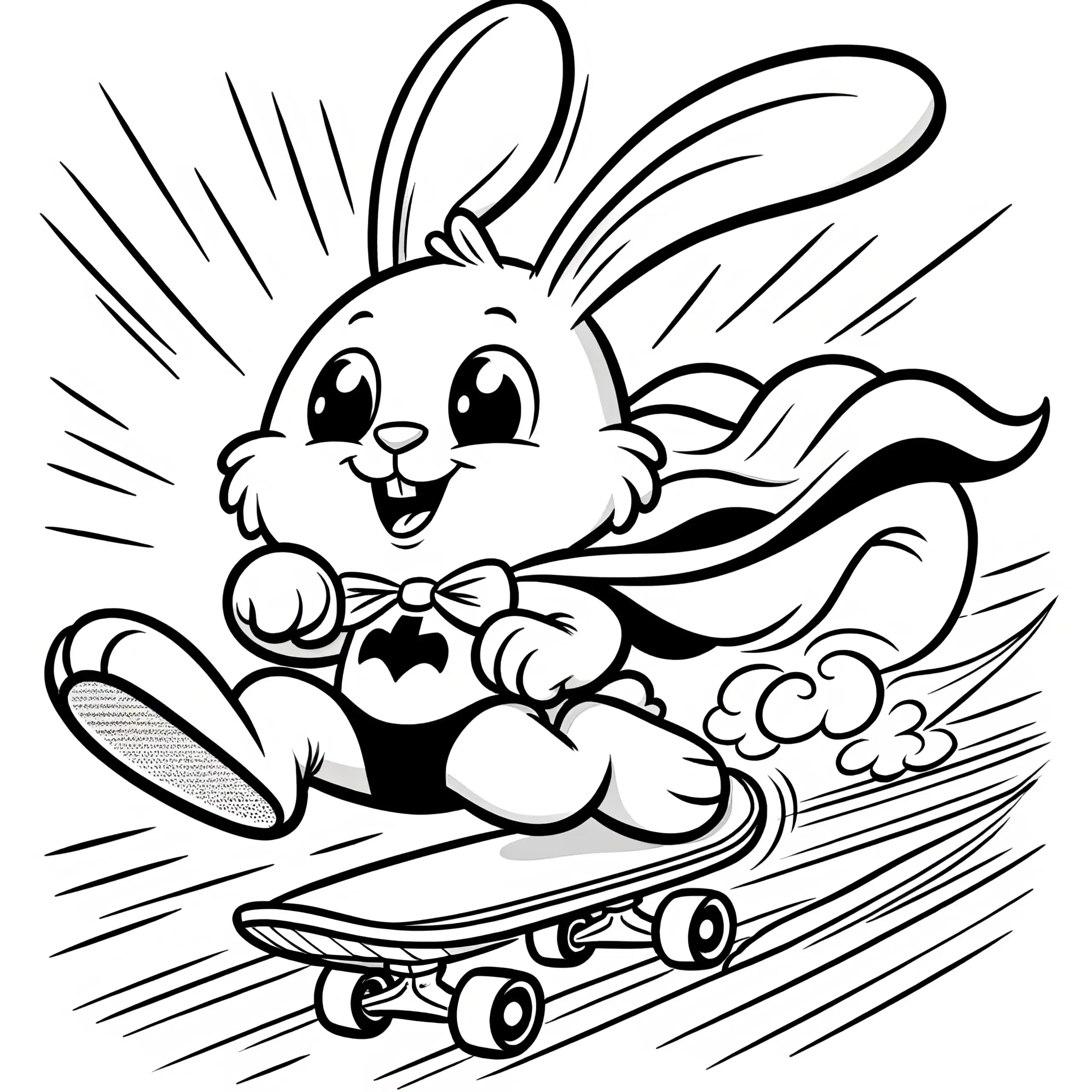 Super Osterhase auf Skateboard: Osterbild zum Ausmalen (Kostenlos) (Ausmalbild)