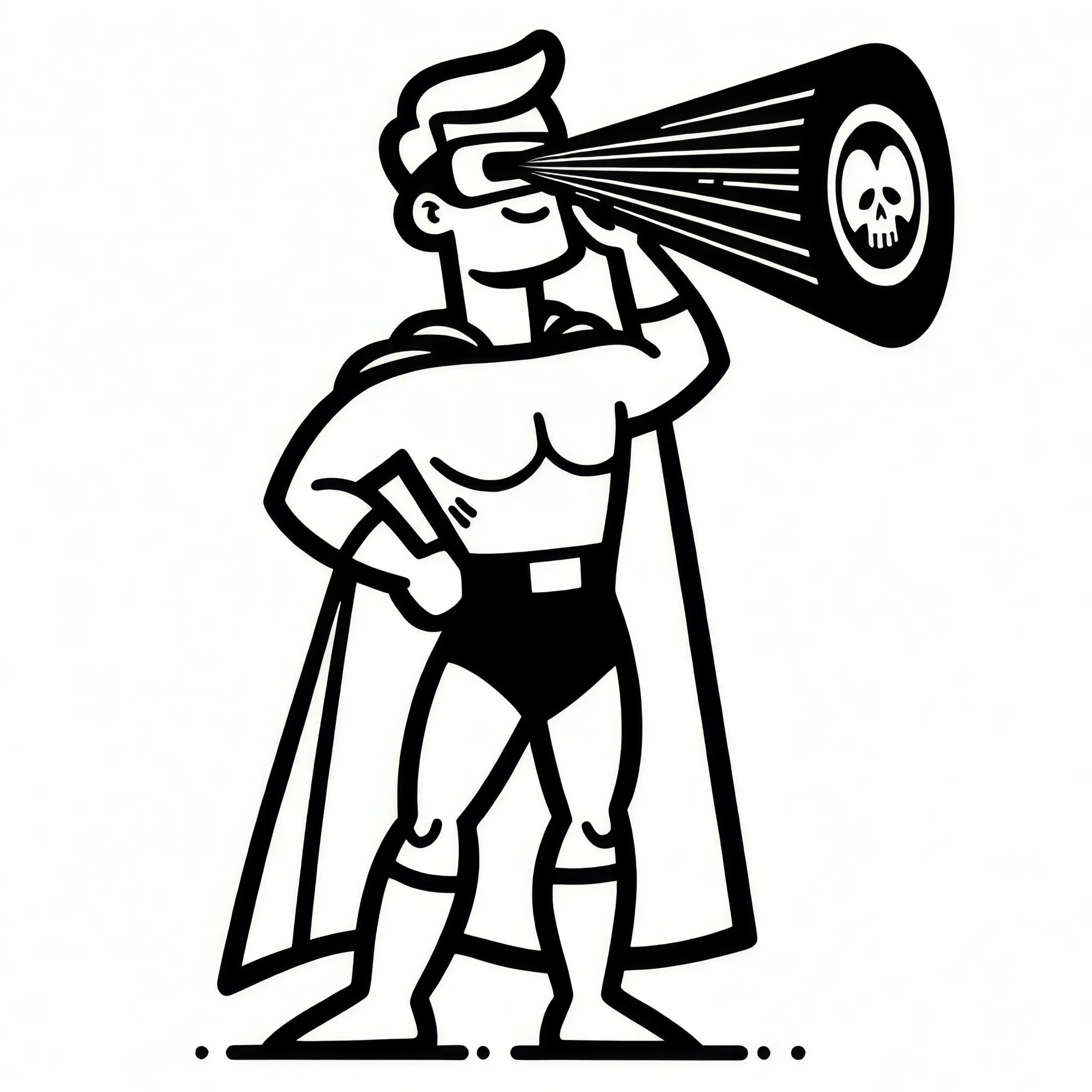 Superheld sucht nach Gefahren und Verbrechern: Malvorlage zum Download (Gratis) (Ausmalbild)