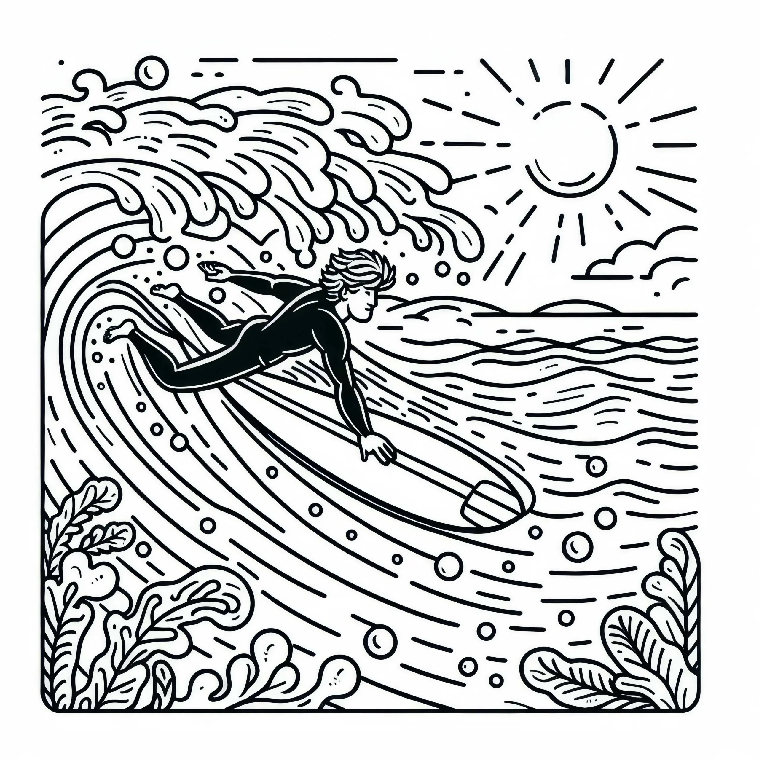 Surfer Malvorlage gratis herunterladen (Ausmalbild)