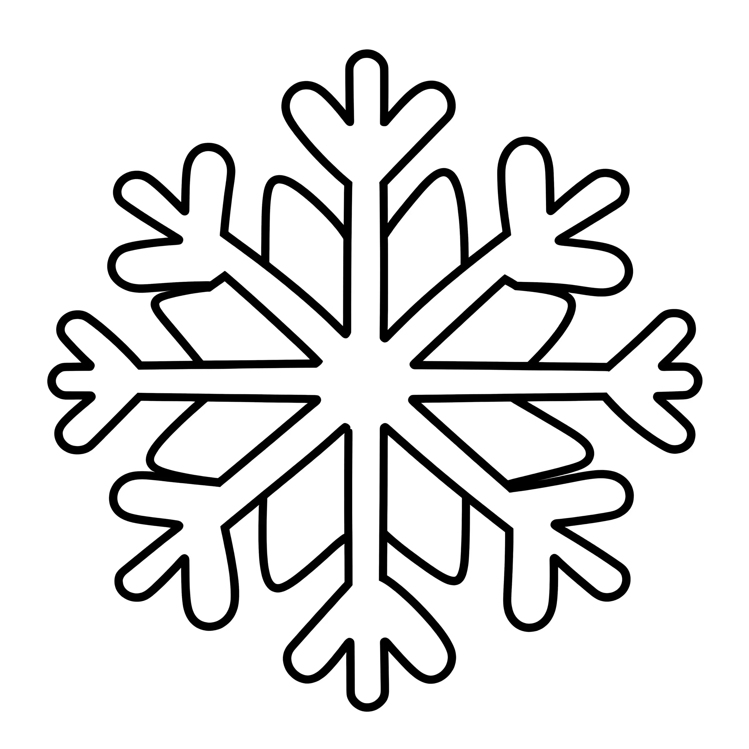 Symmetrische Schneeflocke – gratis Malvorlage (Ausmalbild)
